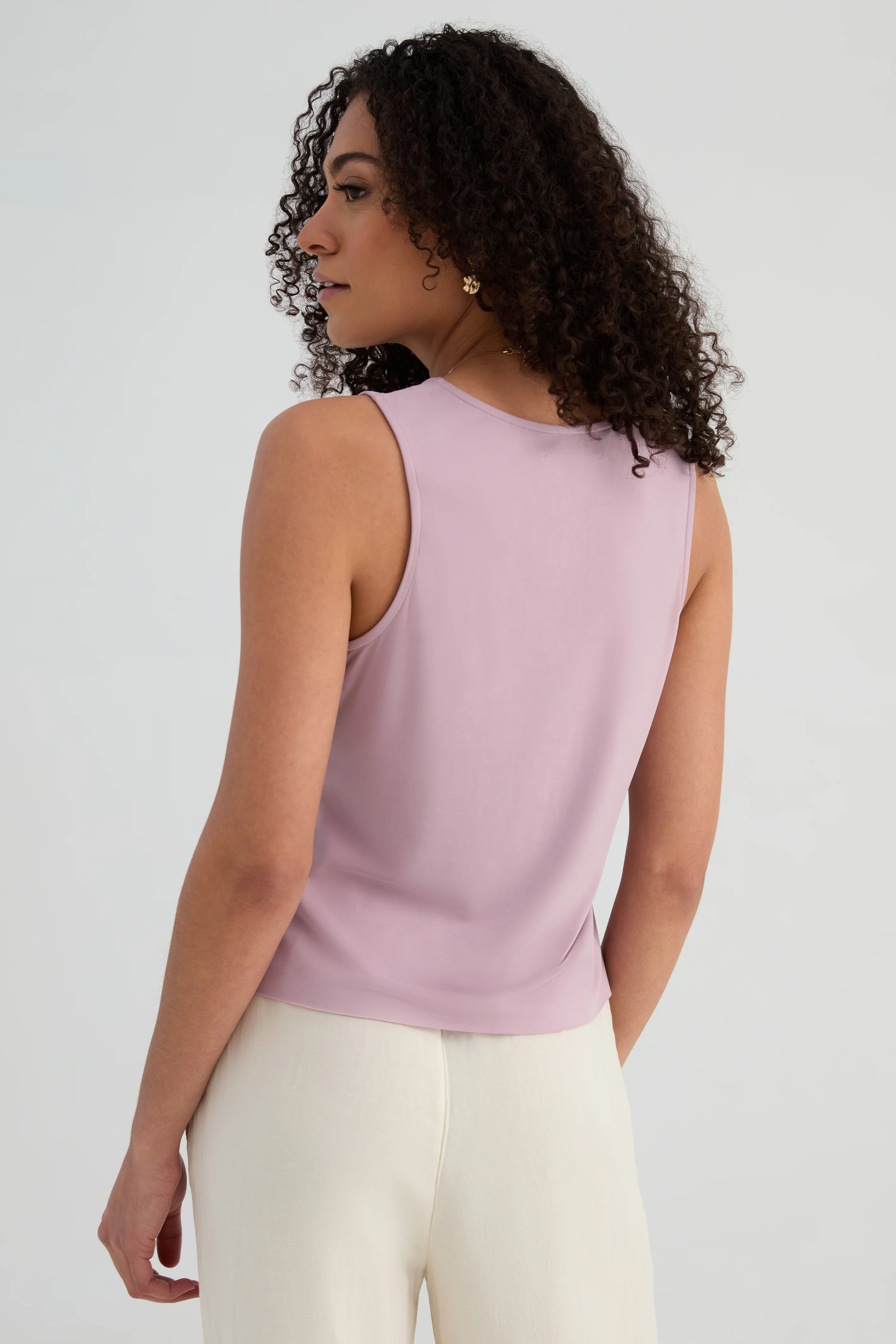 The Button Front Tank - Flow Cupro - Dusty Mauve - Image 4