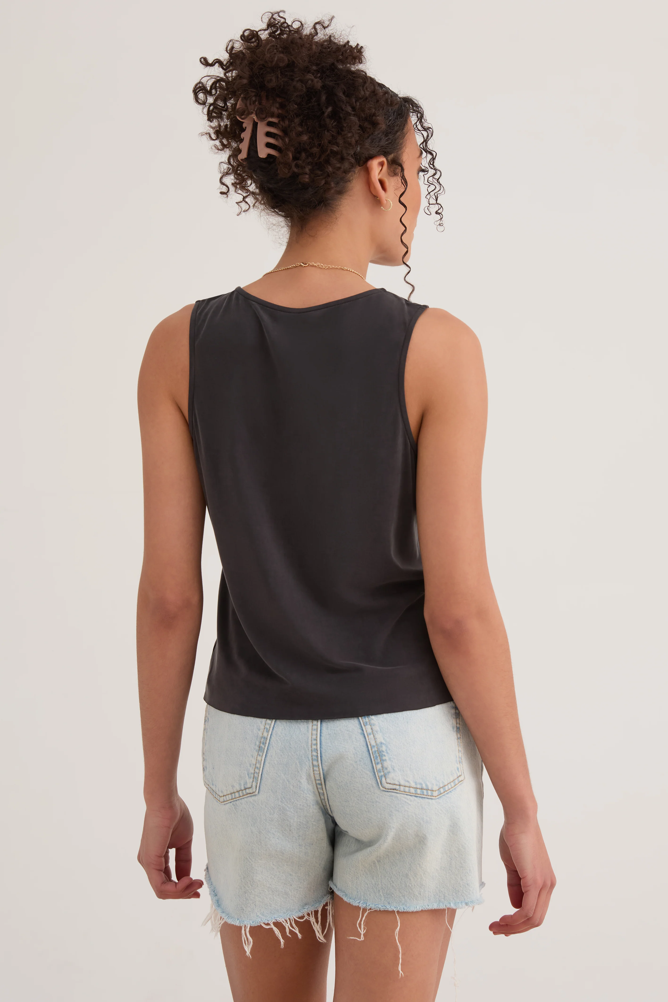 The Button Front Tank - Flow Cupro - Ink - Image 3