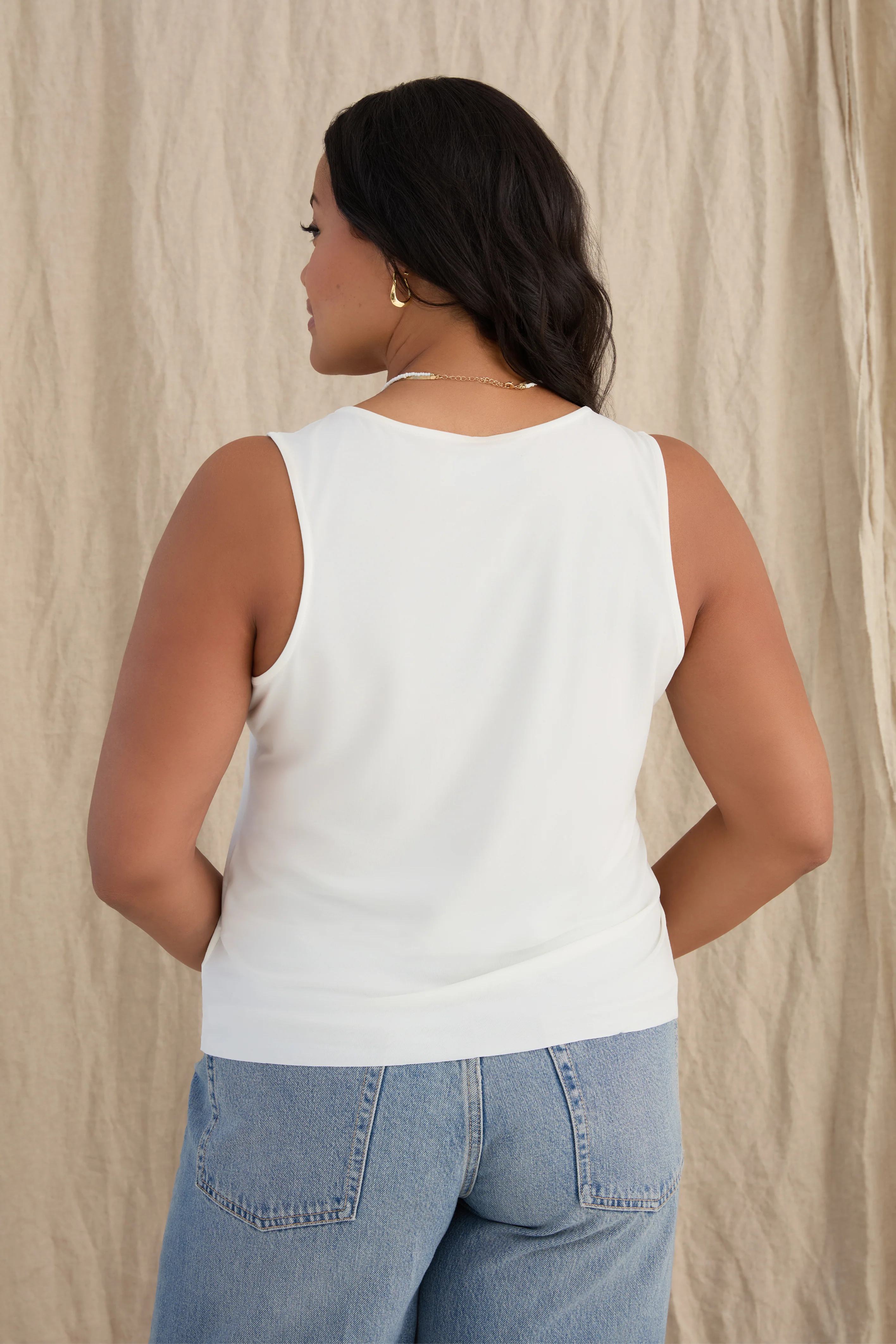 The Button Front Tank - Flow Cupro - Salt - Image 4