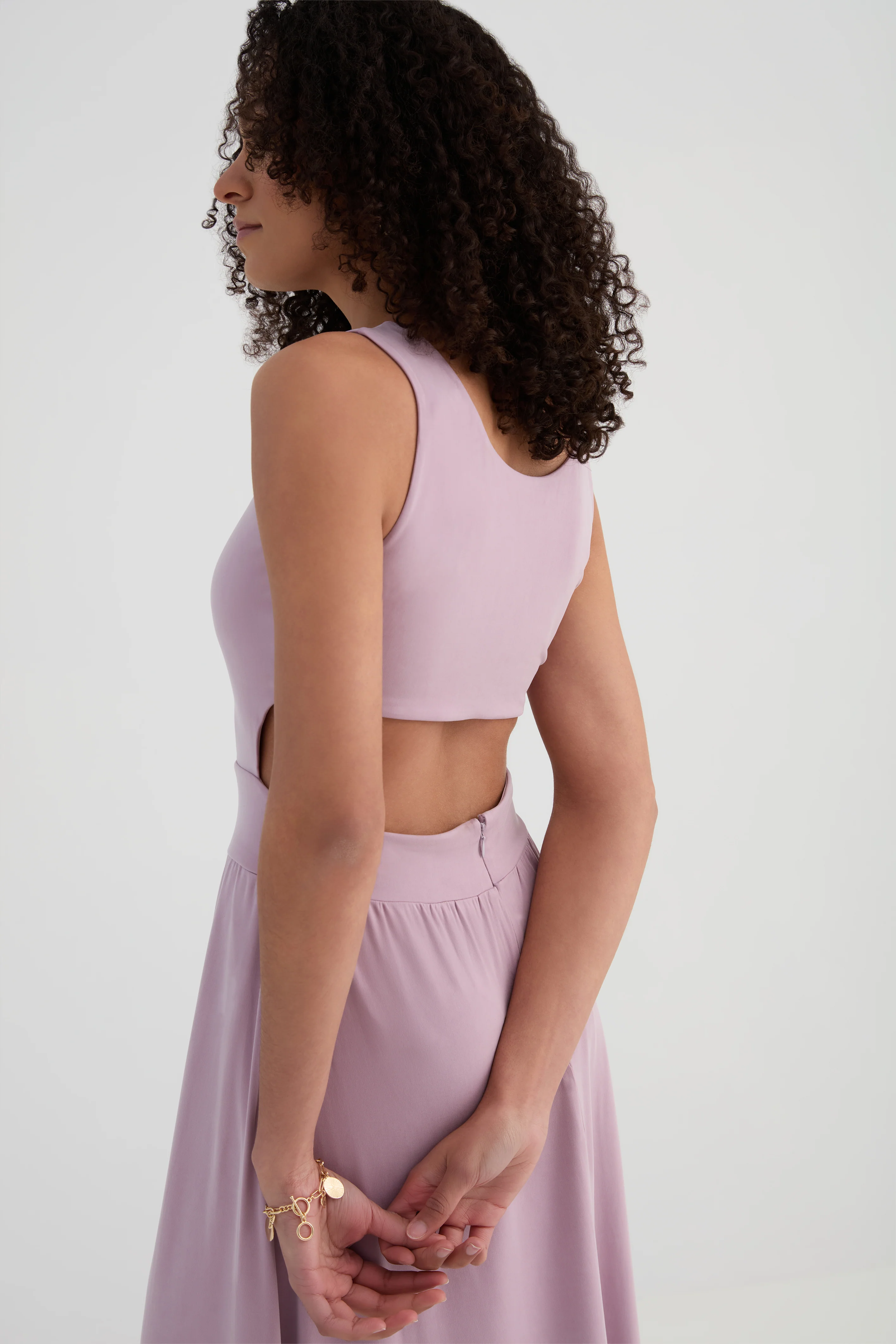 The Cut Away Dress - Flow Cupro - Dusty Mauve - Image 4