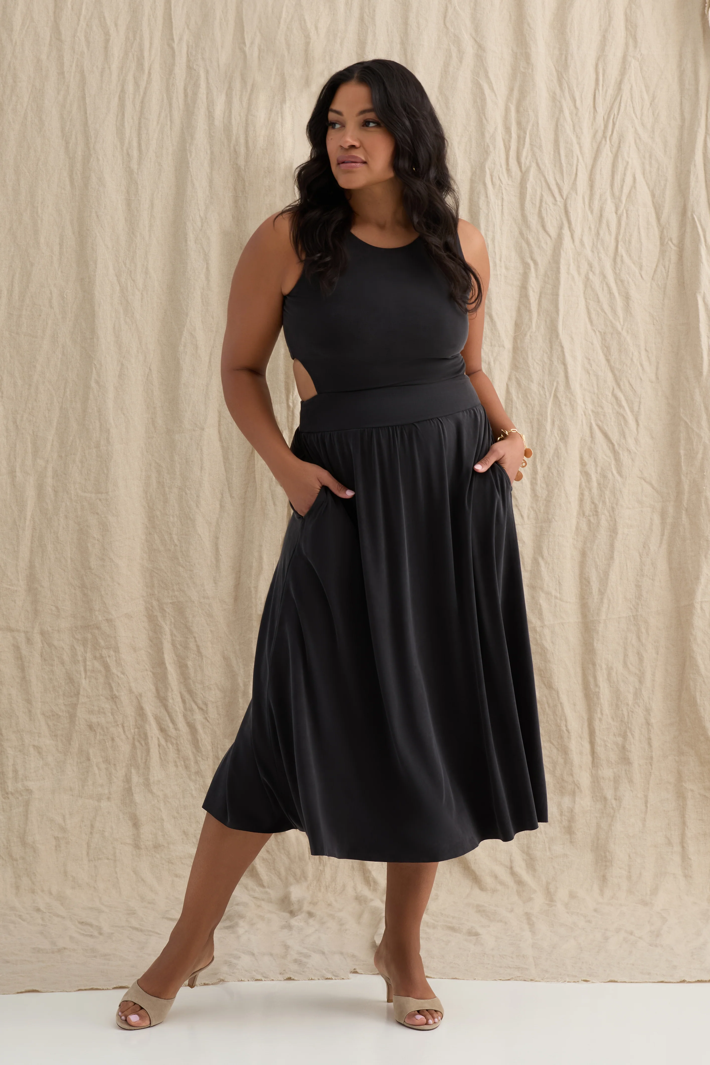 The Cut Away Dress - Flow Cupro - Ink - Image 5