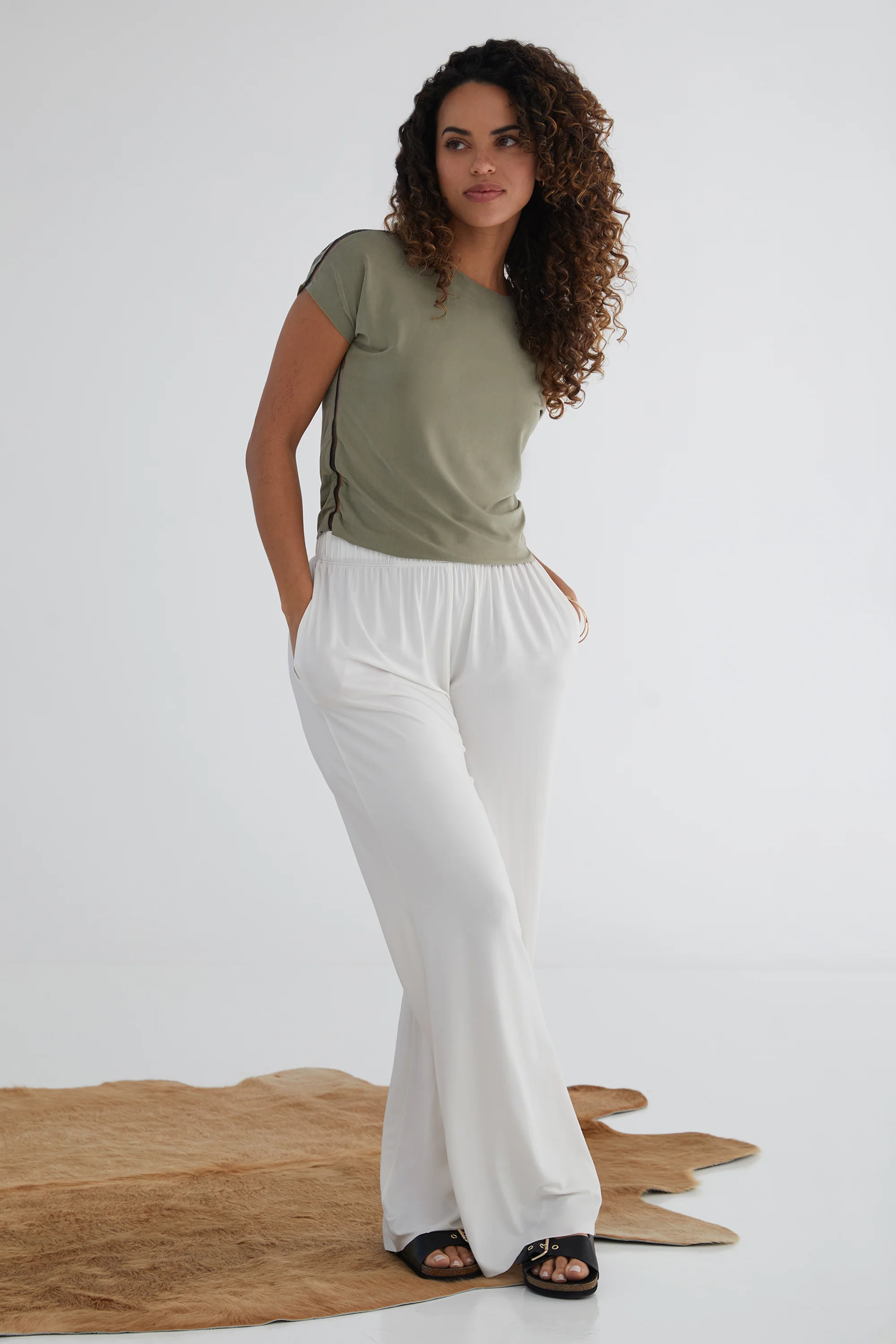 The Effortless Palazzo: Pant - Flow Cupro - Salt - Image 6