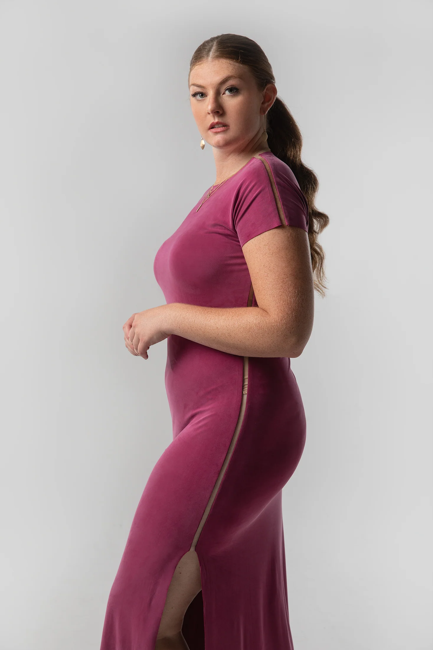 The Infinity Tee: Maxi Dress - Flow Cupro - Merlot - Image 4
