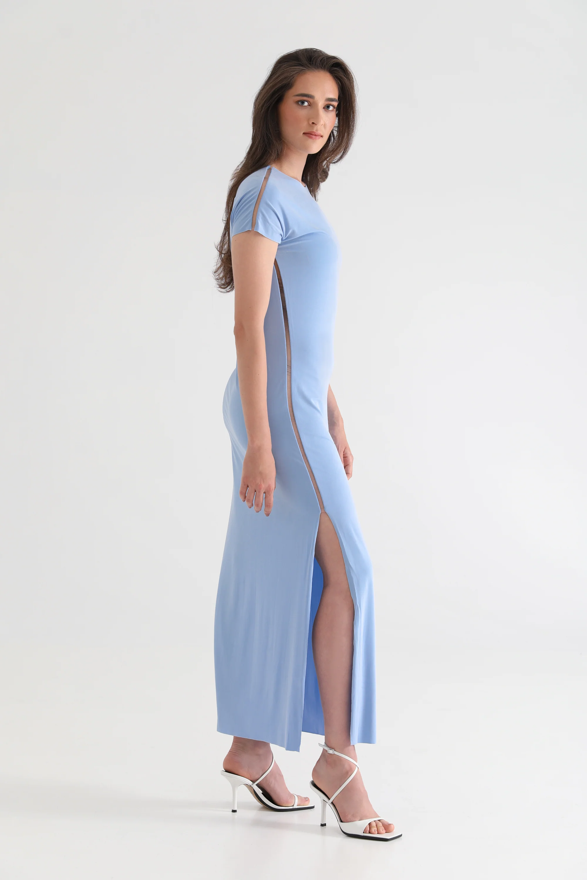 The Infinity Tee: Maxi Dress - Flow Cupro - Sky - Image 4