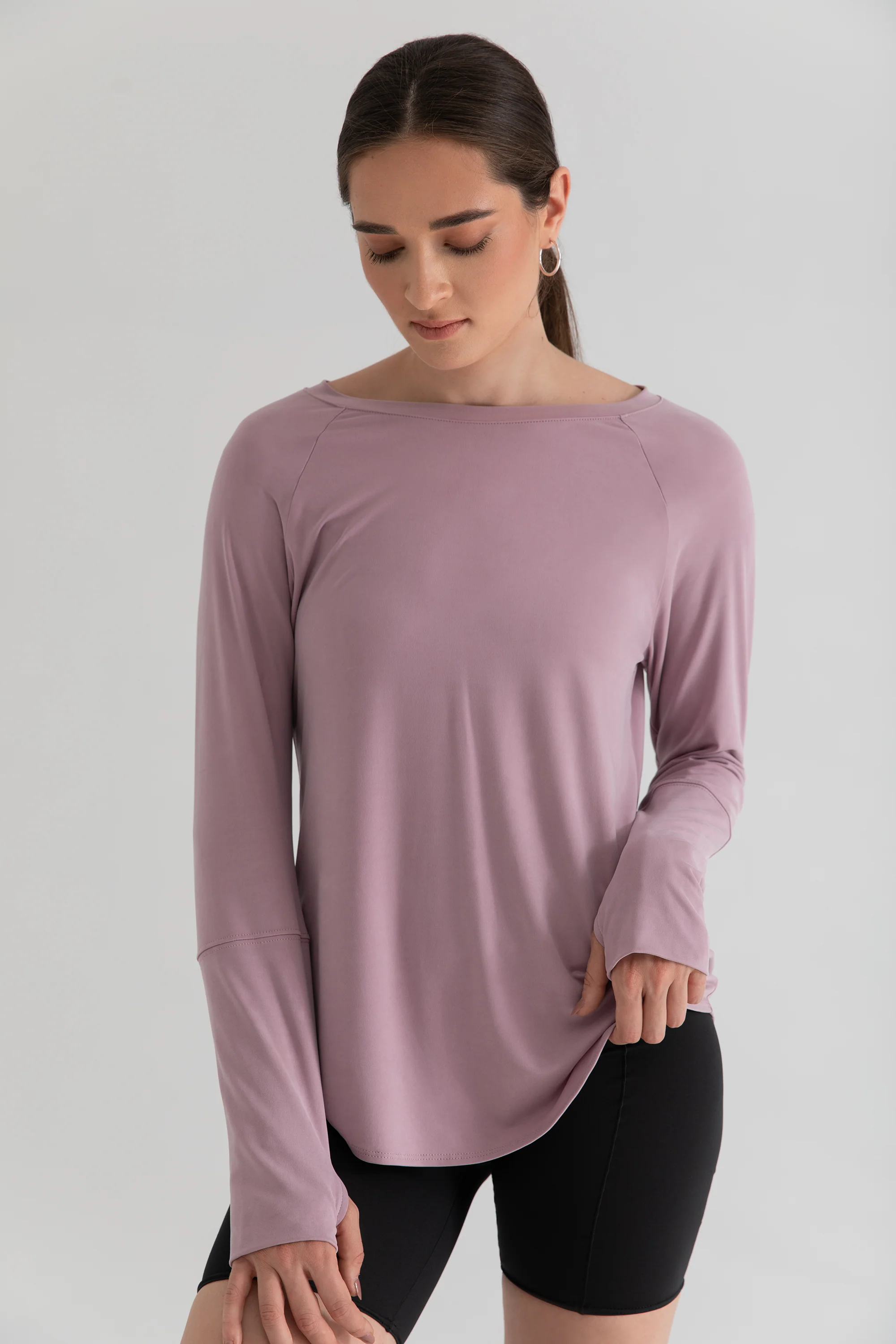 The Long Sleeve Layering Tee - Flow Cupro - Dusty Mauve - Image 2