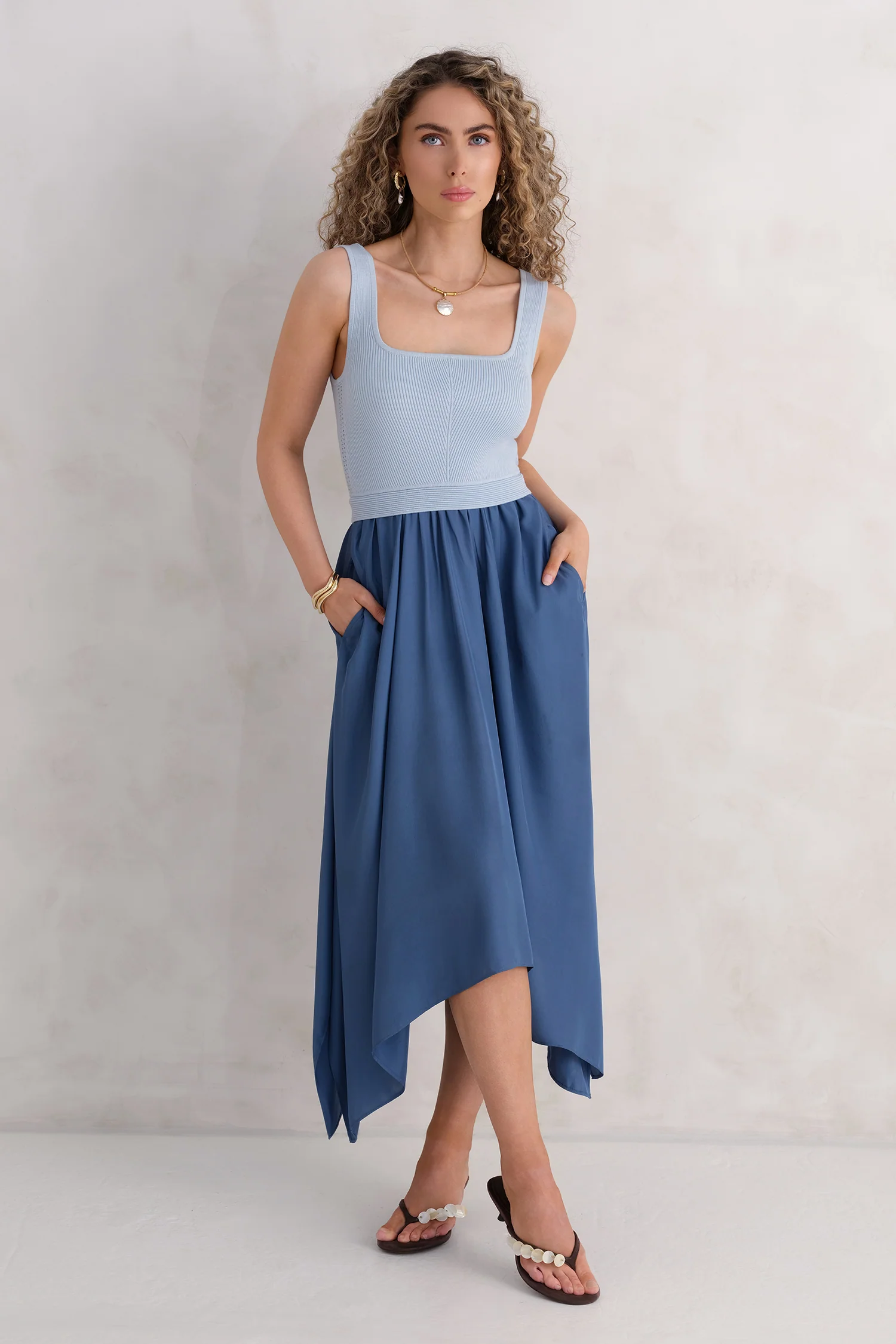 The Mixed Media Dress - Hydrangea Blue - Image 2