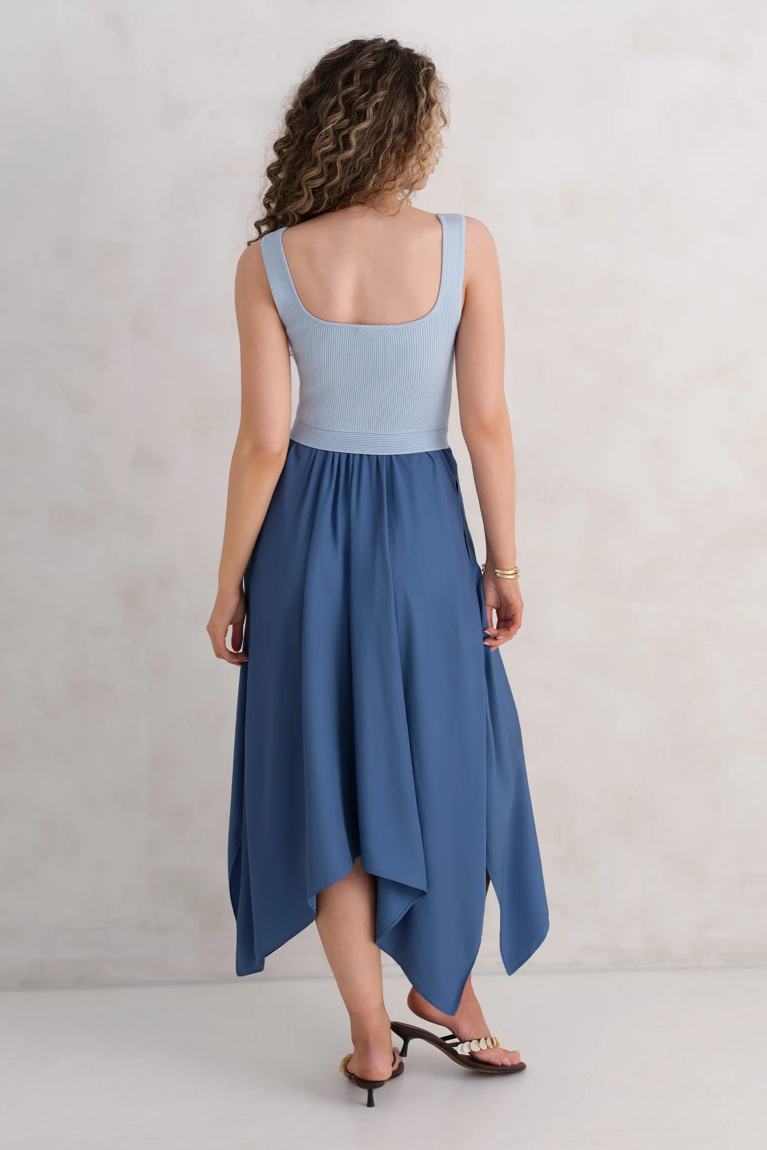 The Mixed Media Dress - Hydrangea Blue - Image 4