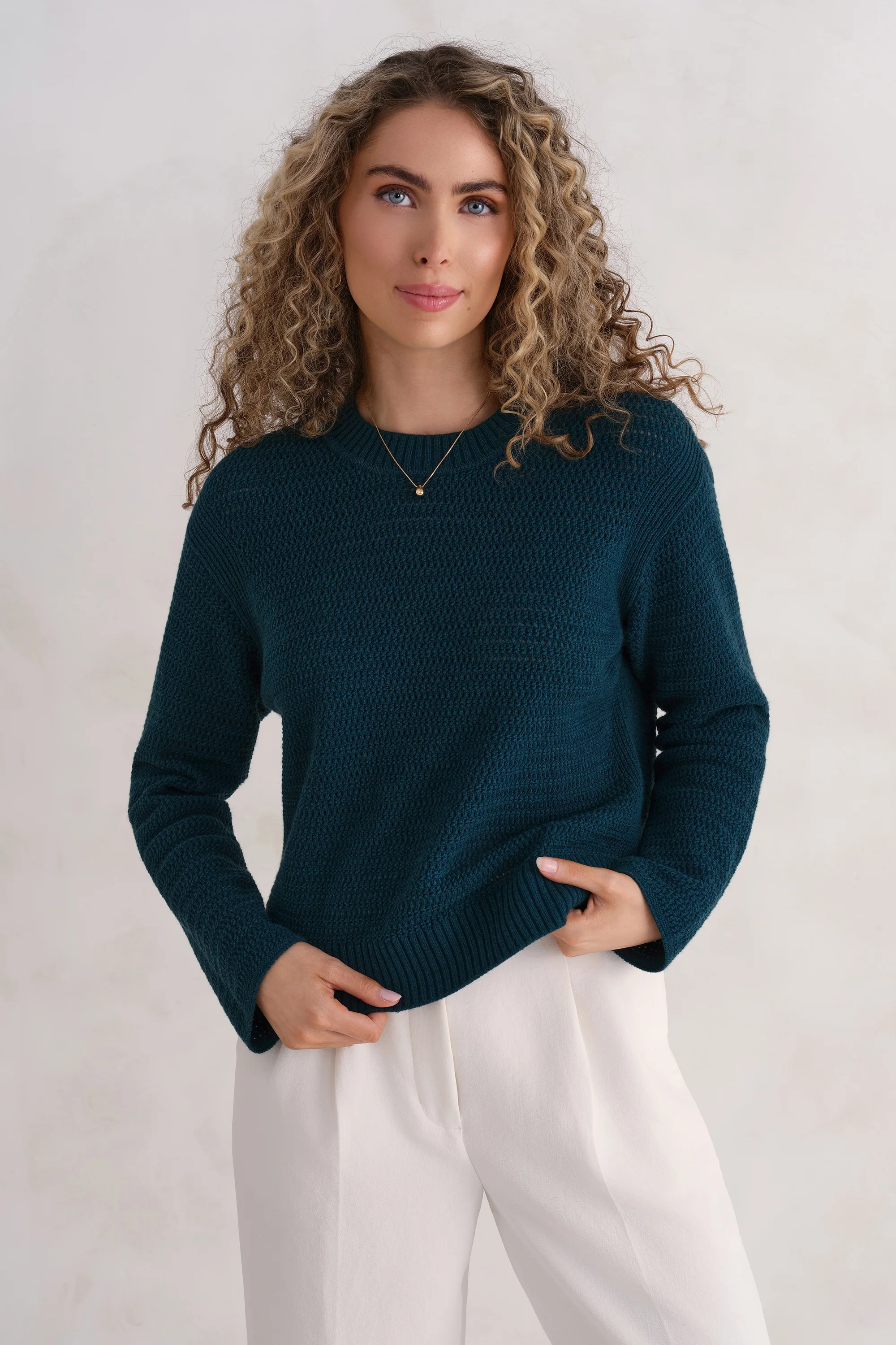 The Open Knit Long Sleeve - Dark Moss - Image 3