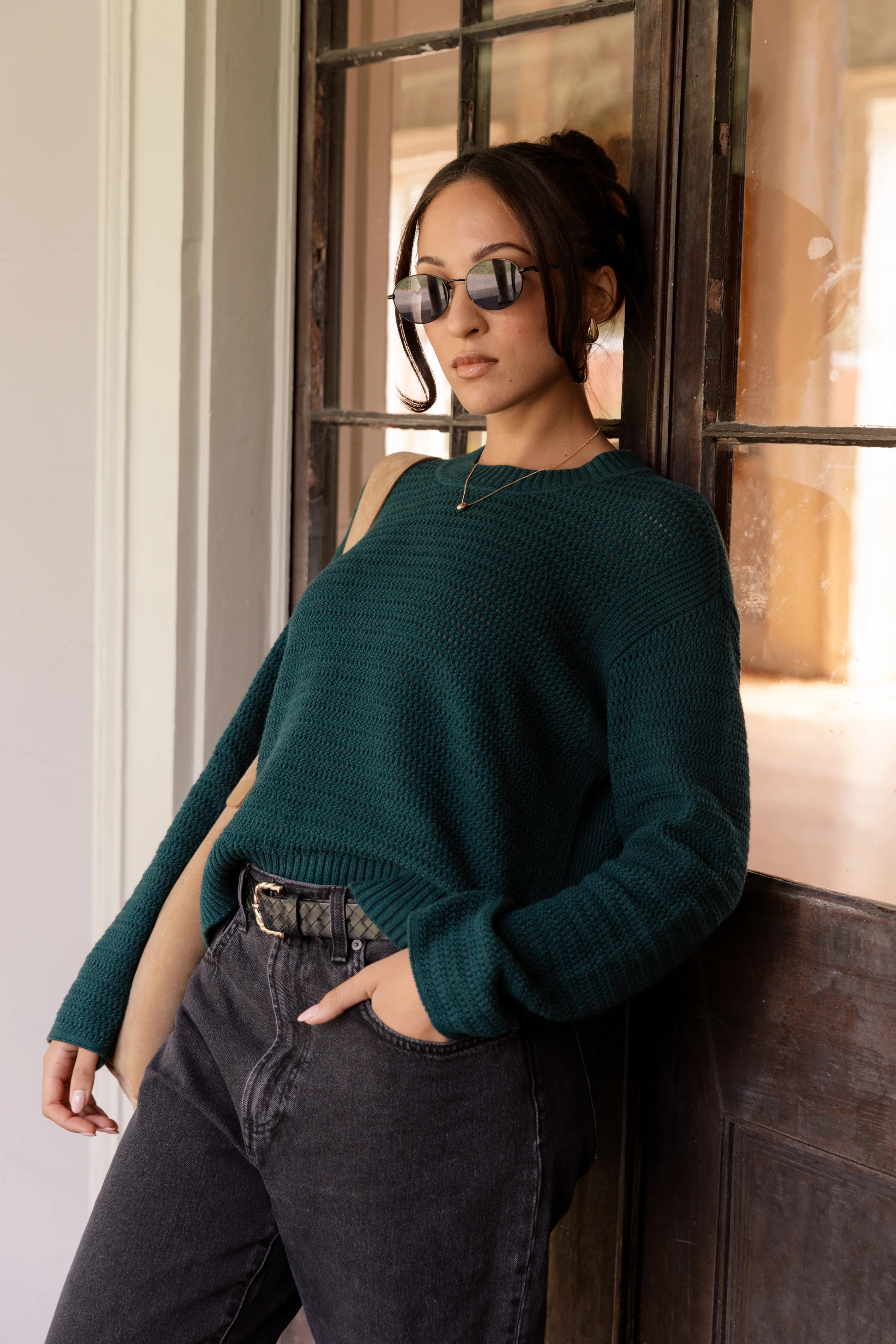 The Open Knit Long Sleeve - Dark Moss - Image 7