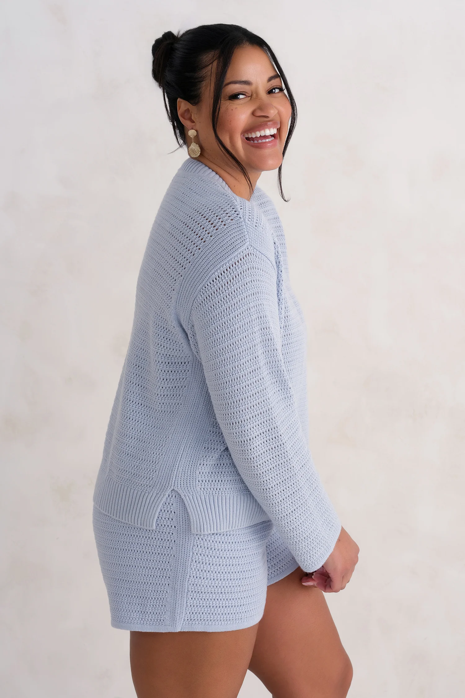 The Open Knit Long Sleeve - Hydrangea Blue - Image 3