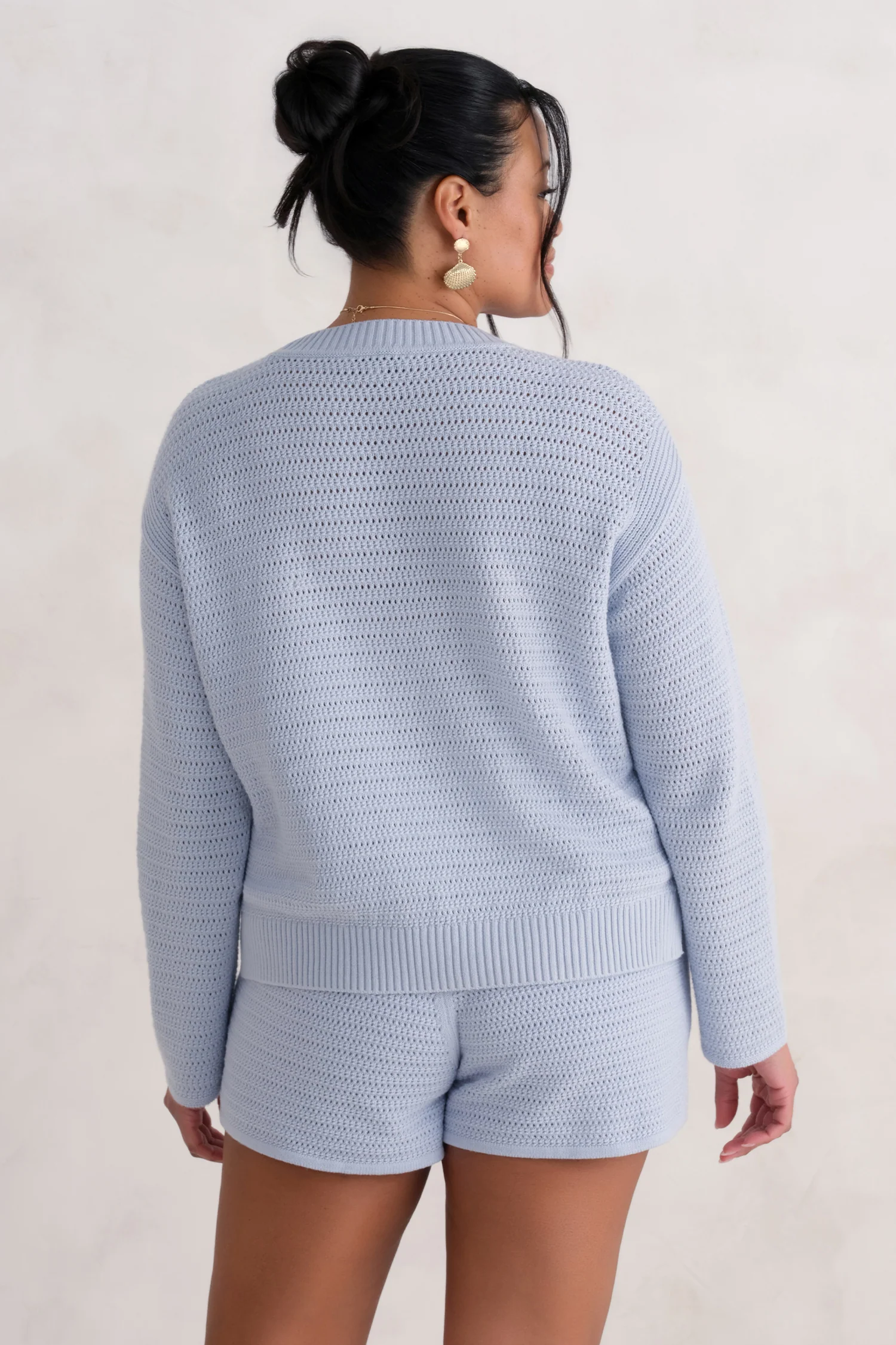 The Open Knit Long Sleeve - Hydrangea Blue - Image 4
