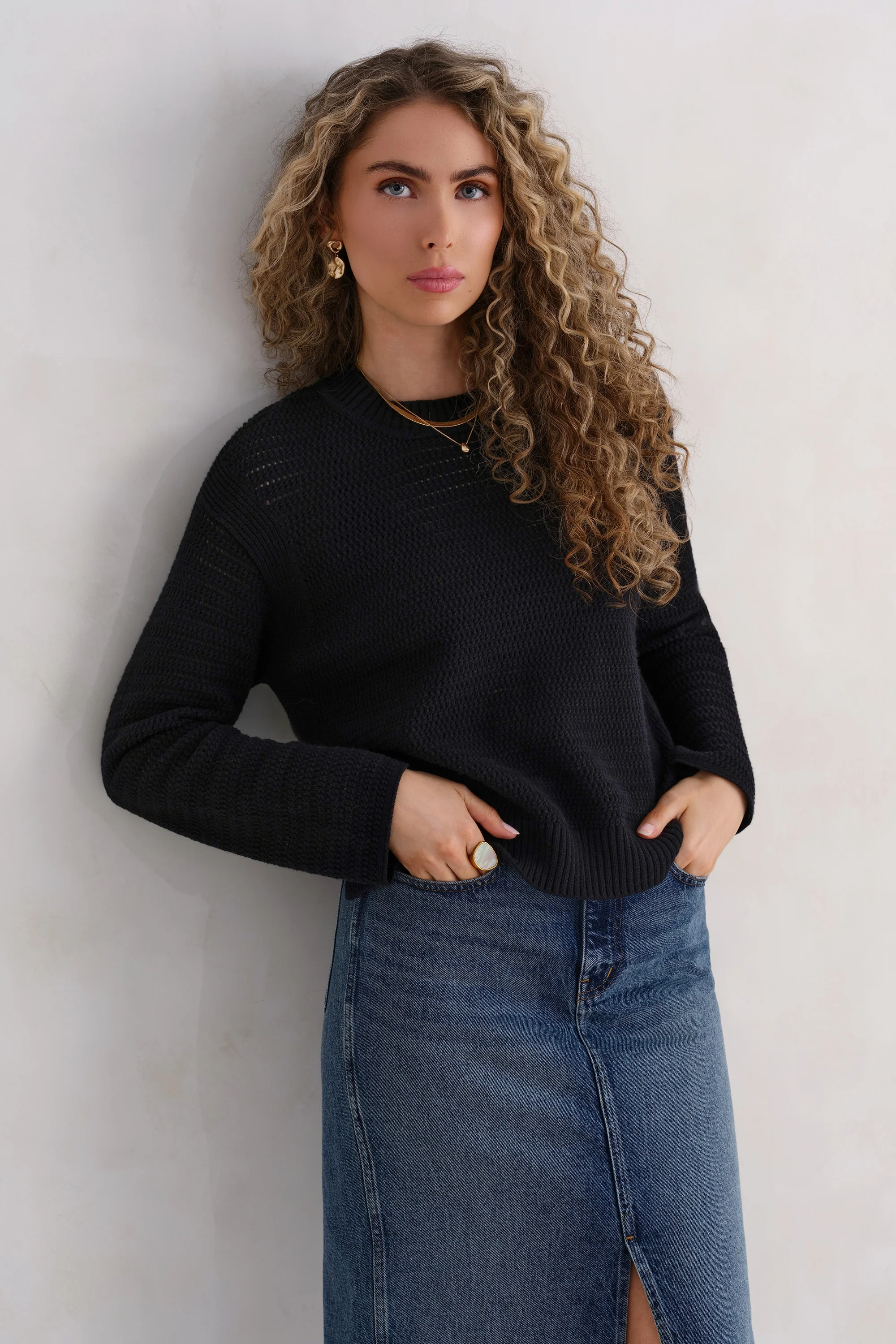 The Open Knit Long Sleeve - Ink - Image 3