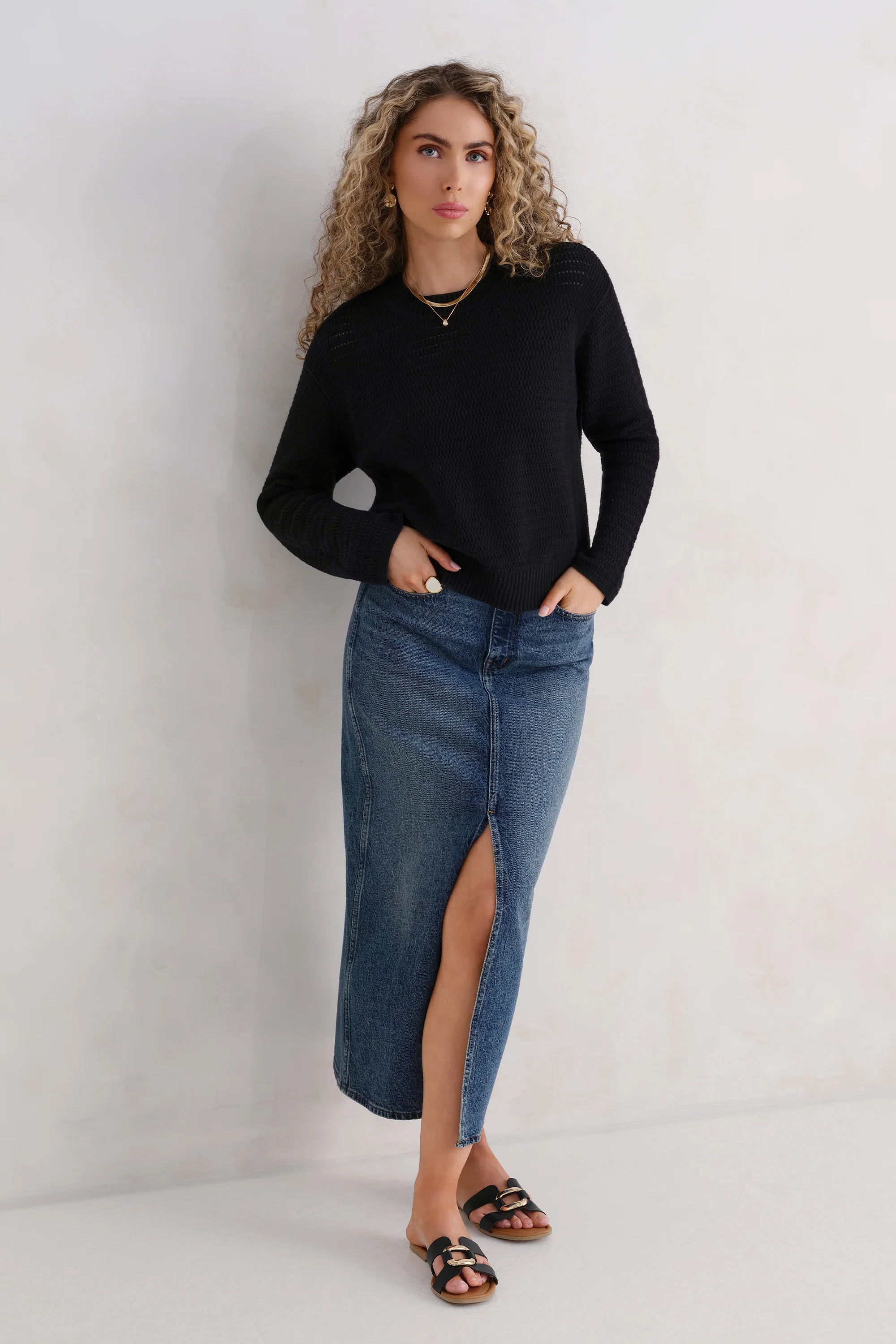 The Open Knit Long Sleeve - Ink - Image 6