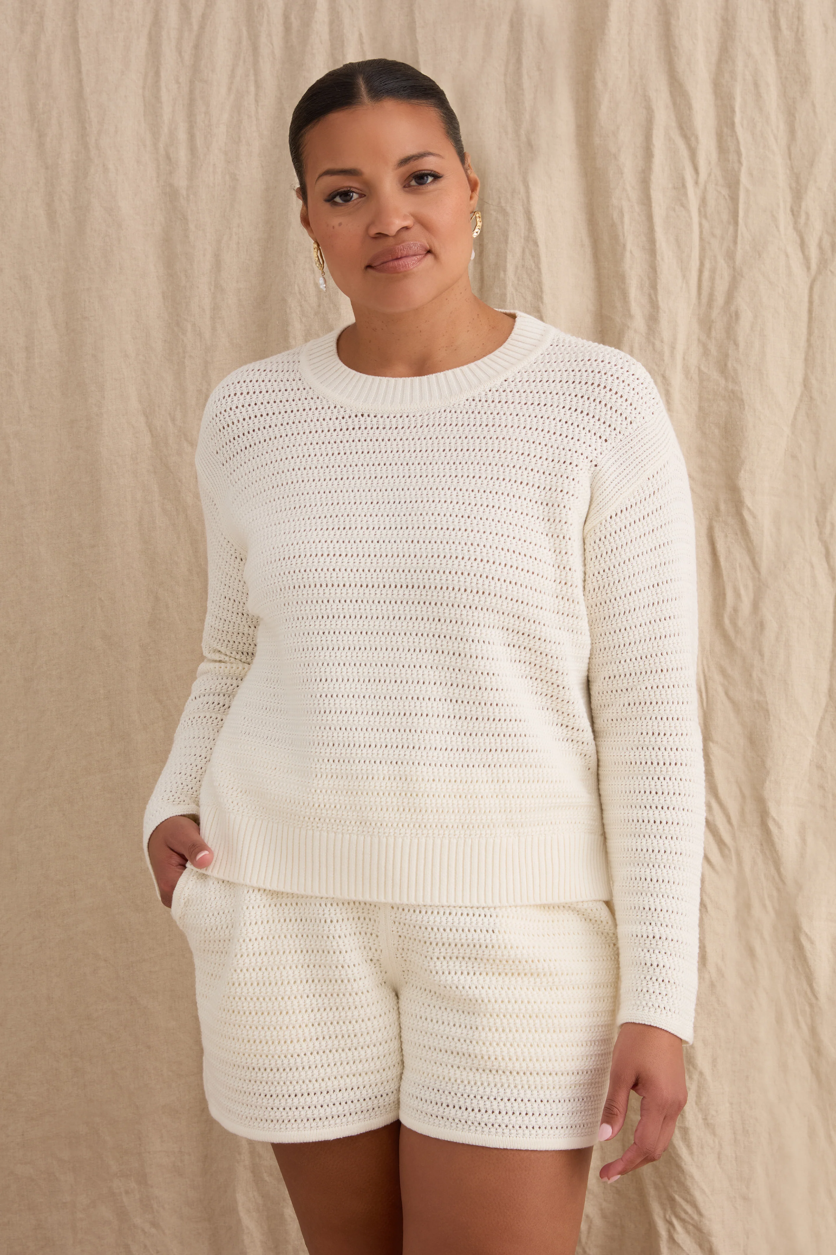The Open Knit Long Sleeve - Salt - Image 5