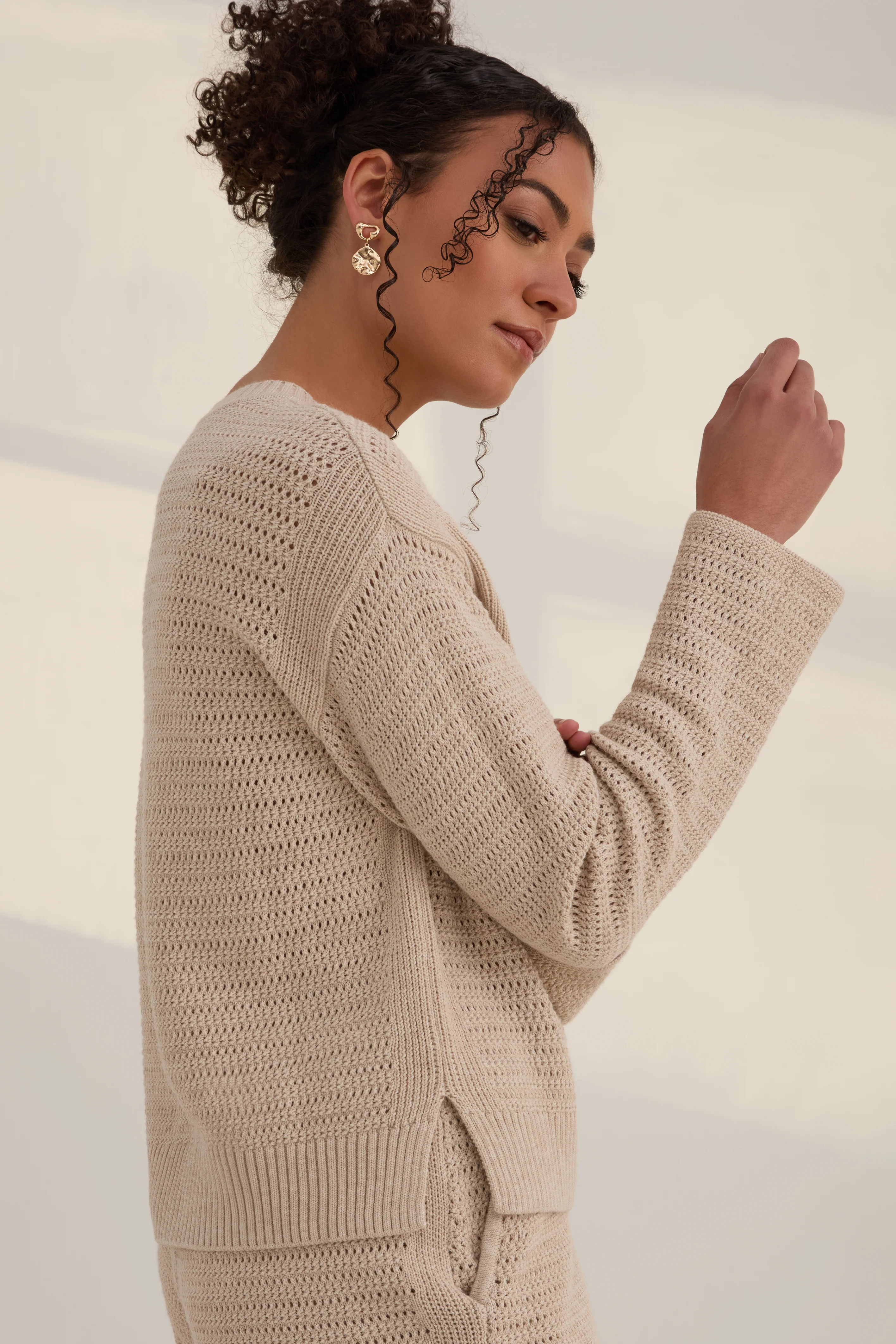 The Open Knit Long Sleeve - Sand - Image 3
