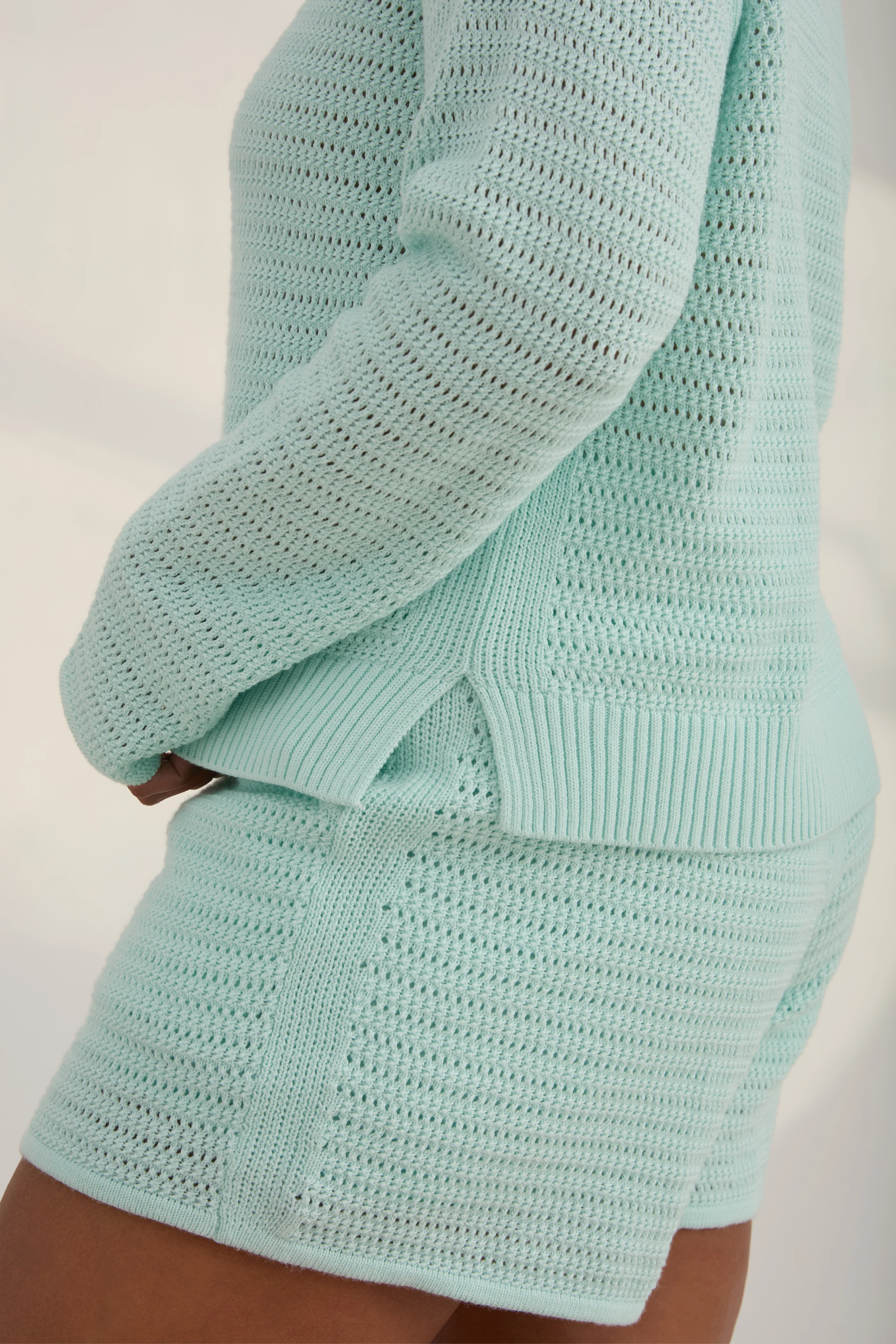 The Open Knit Short - Seaglass - Image 3