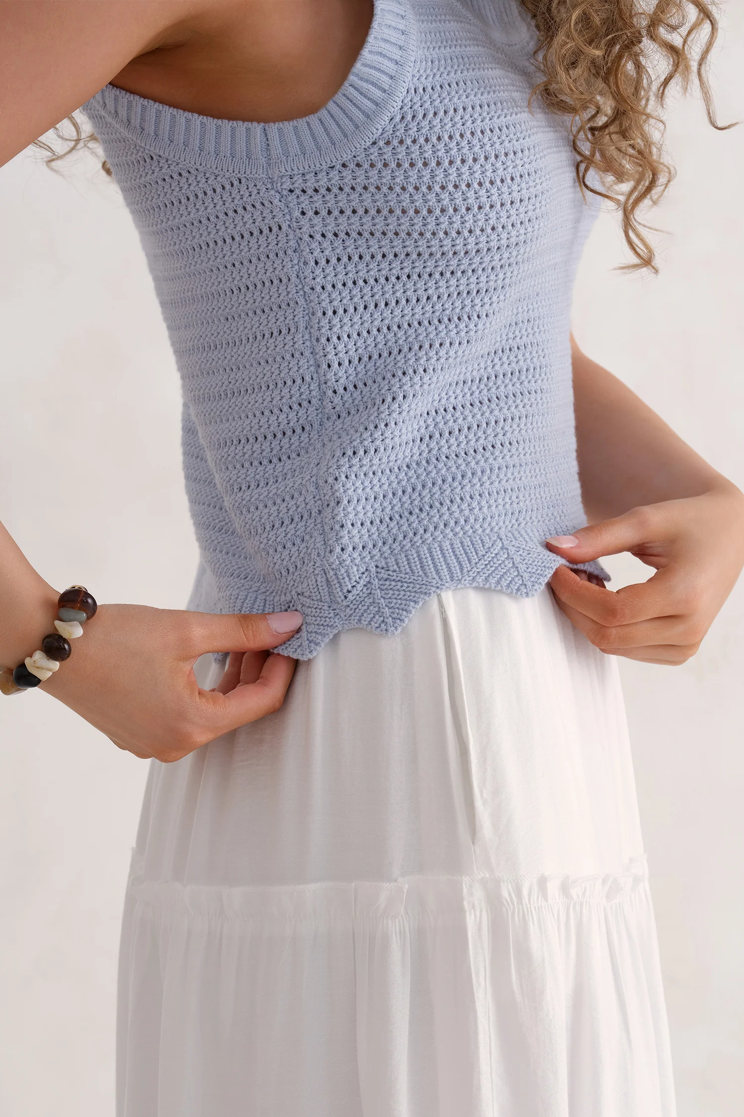 The Open Knit Tank - Hydrangea Blue - Image 6