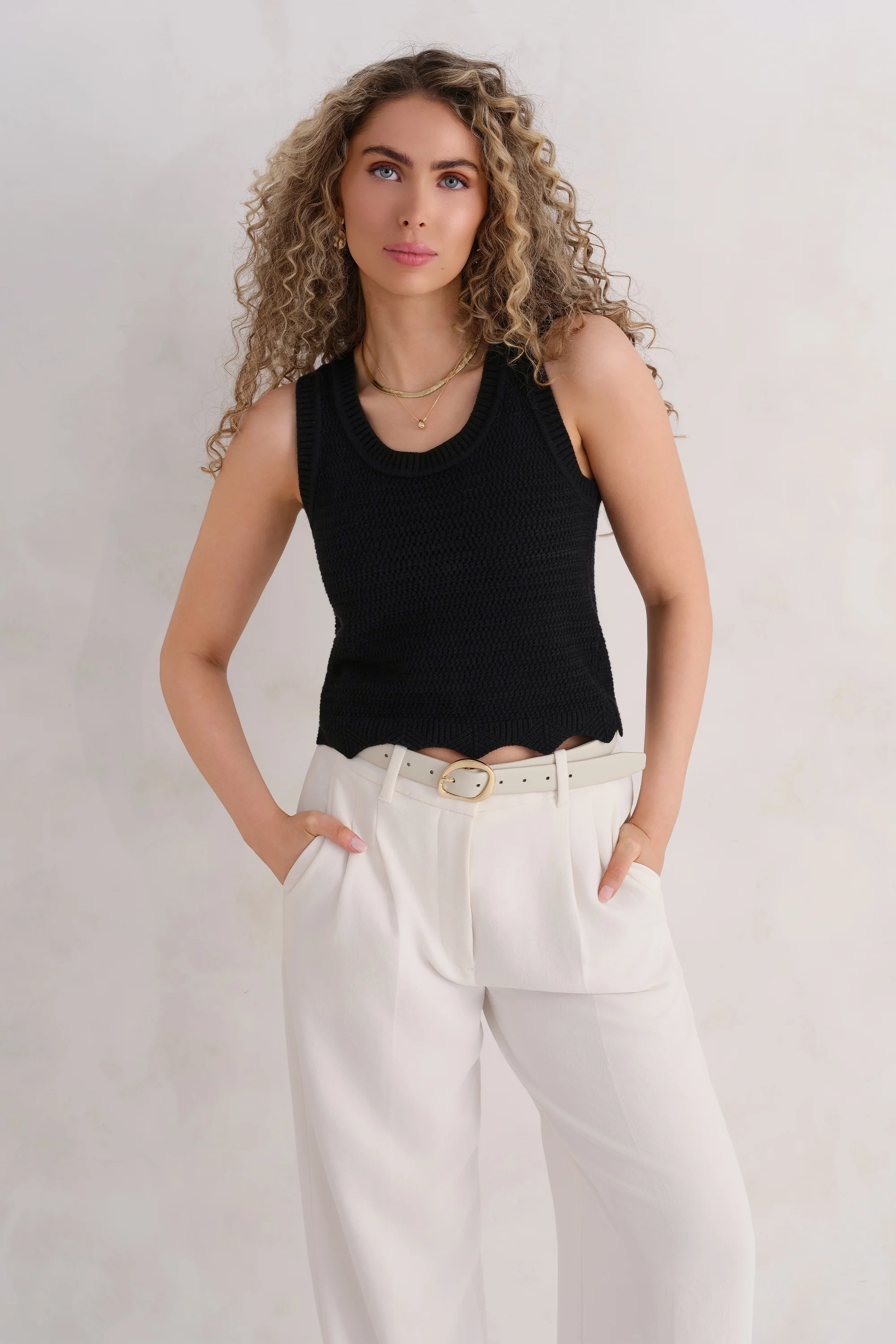 The Open Knit Tank - Ink - Image 4