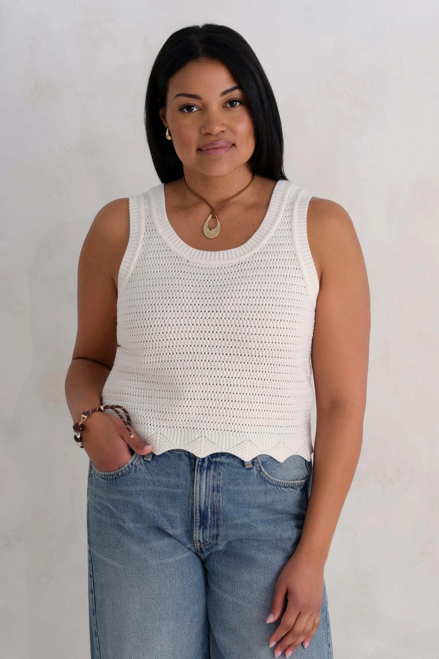 The Open Knit Tank - Salt - Image 2
