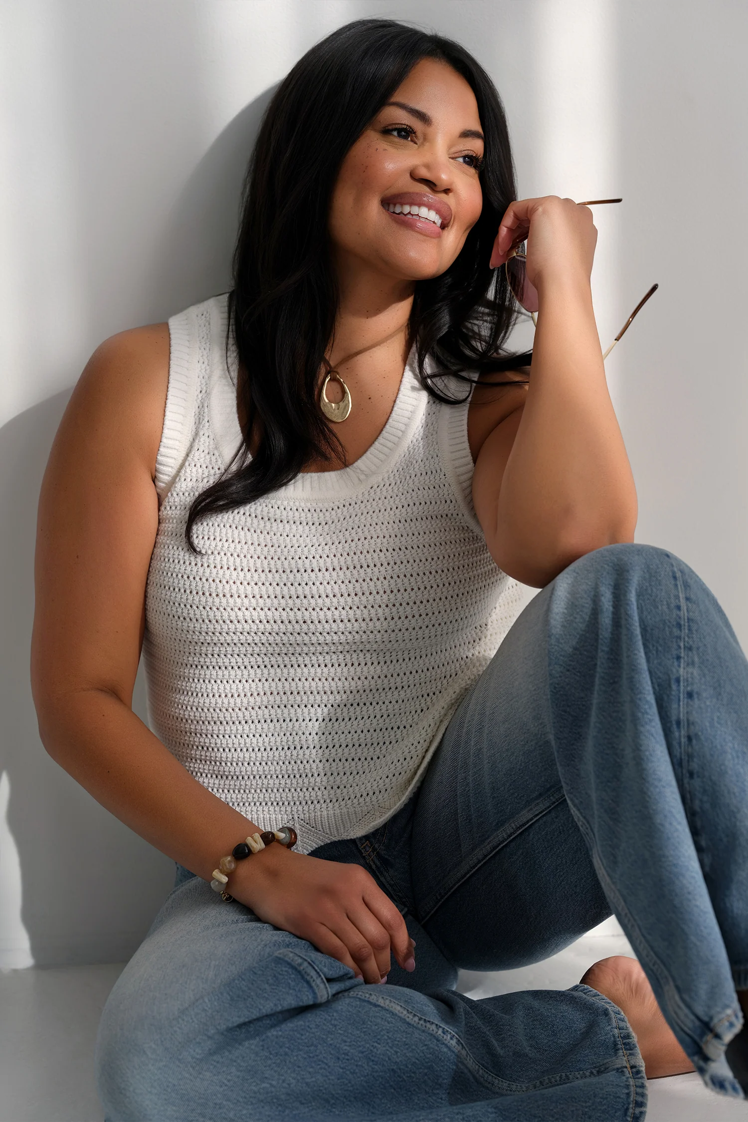 The Open Knit Tank - Salt - Image 4