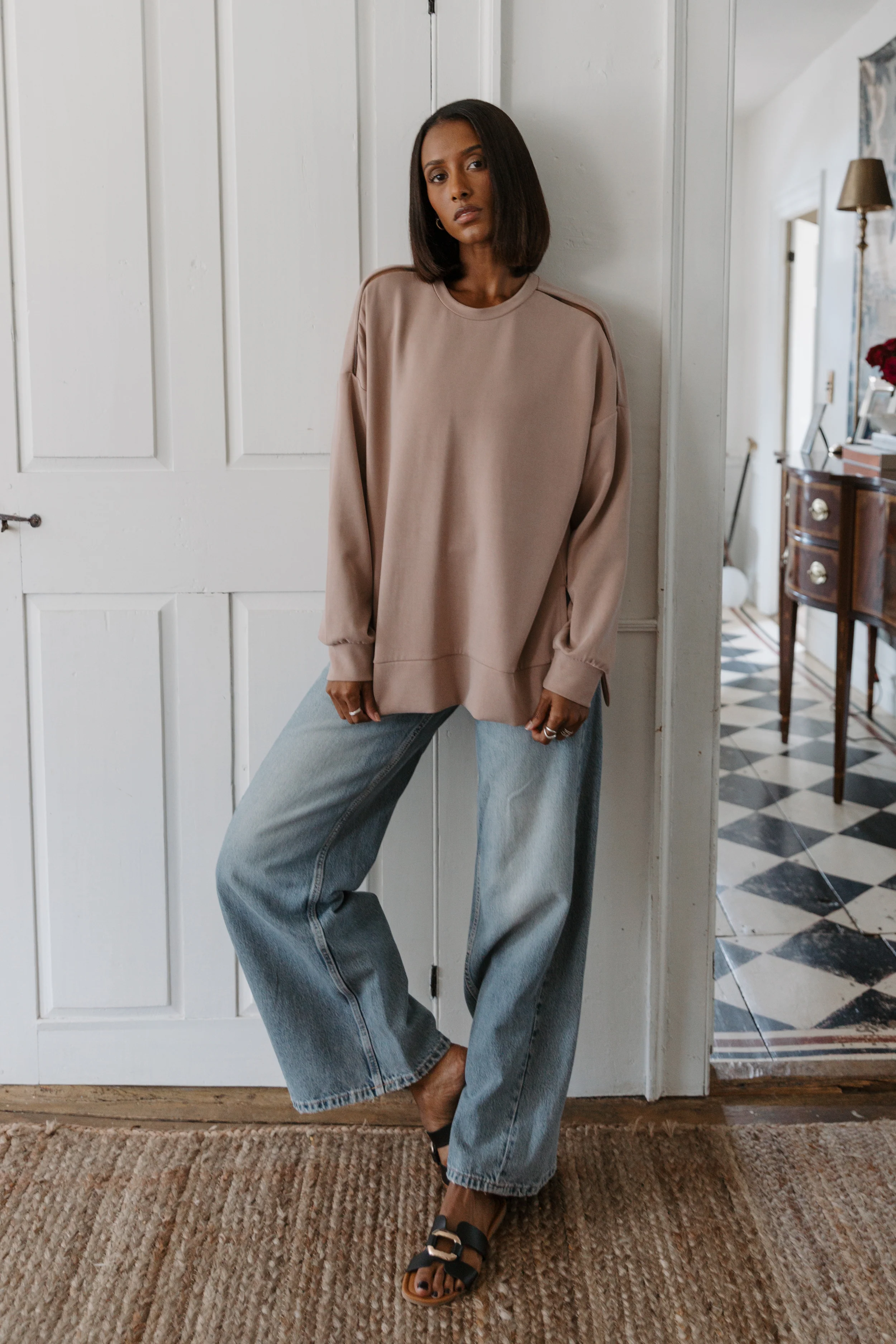 The Oversized Crew - Magic Double Knit - Mocha - Image 8