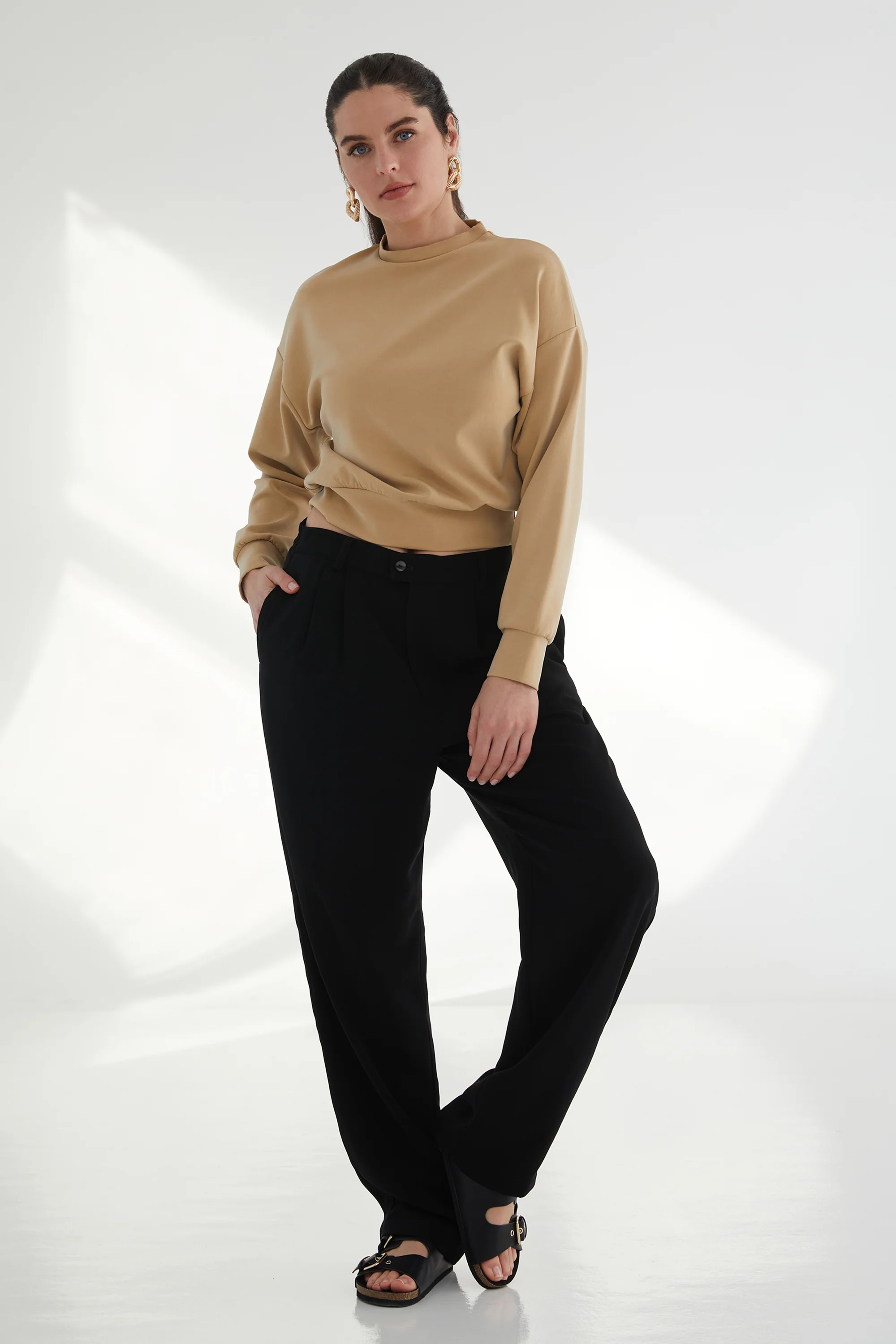 The Power Pullover: Classic - Magic Double Knit - Camel - Image 5