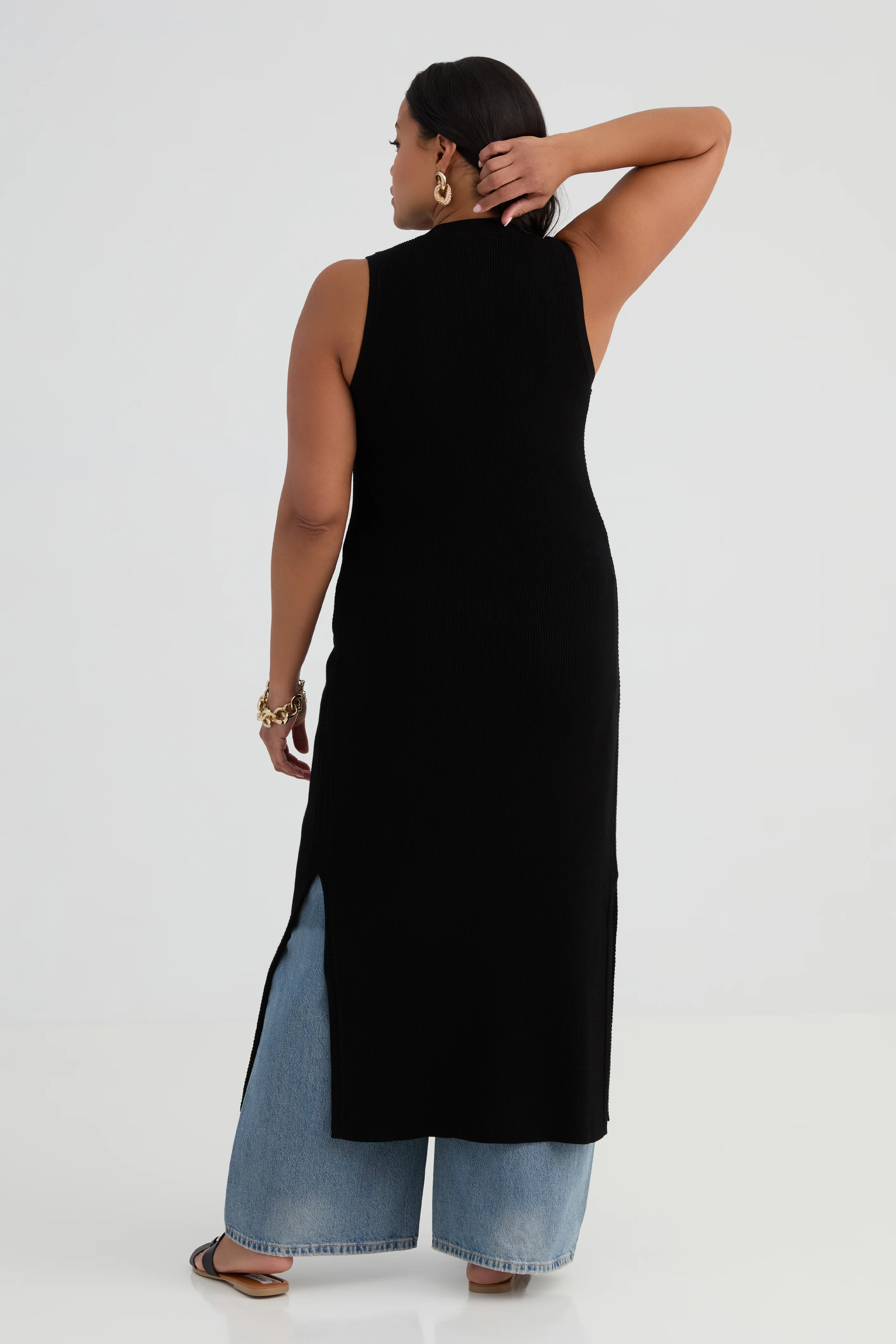 The Rib Sleeveless Duster - Ink - Image 3