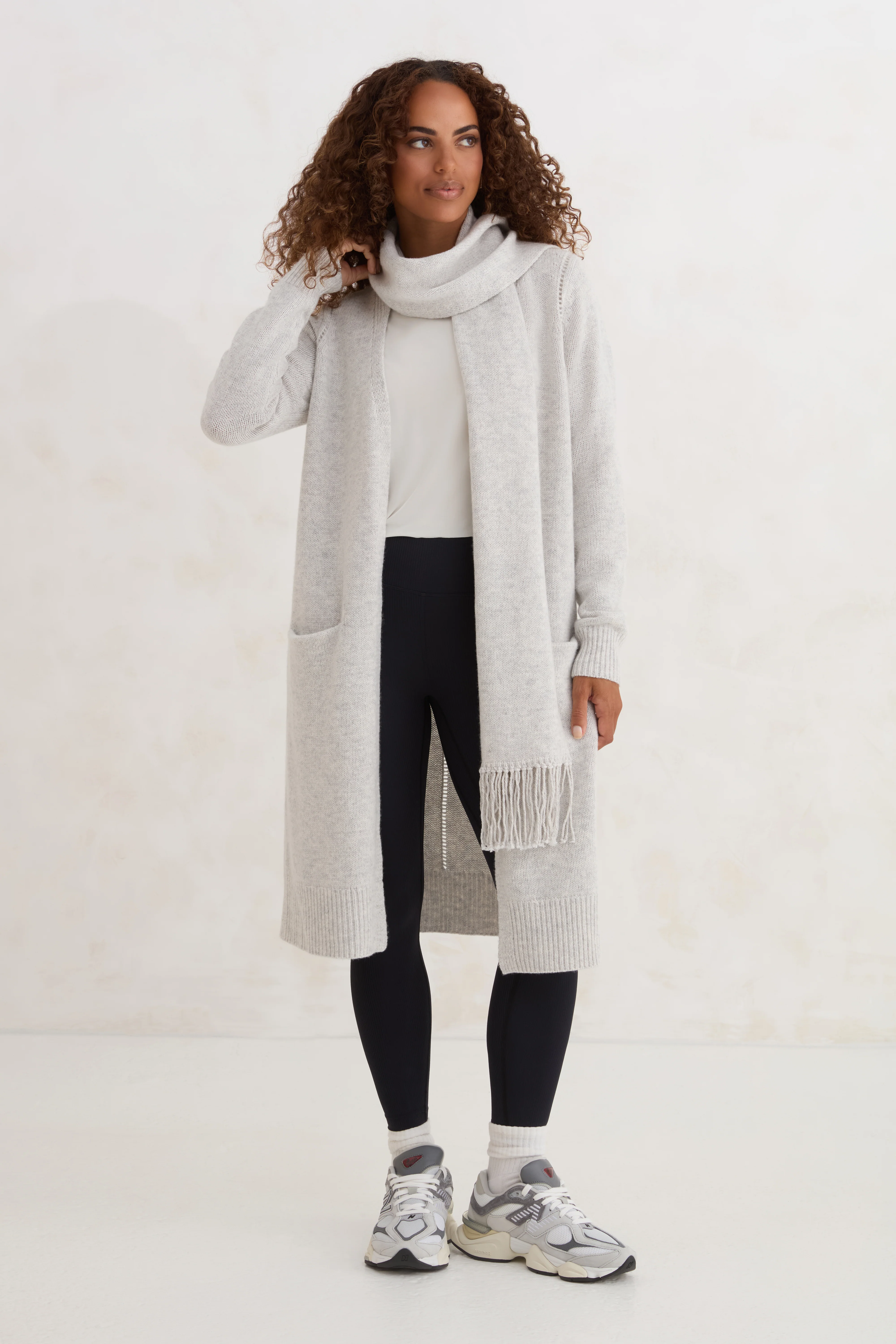 The Scarf Cardigan - Heather Gray - Image 3