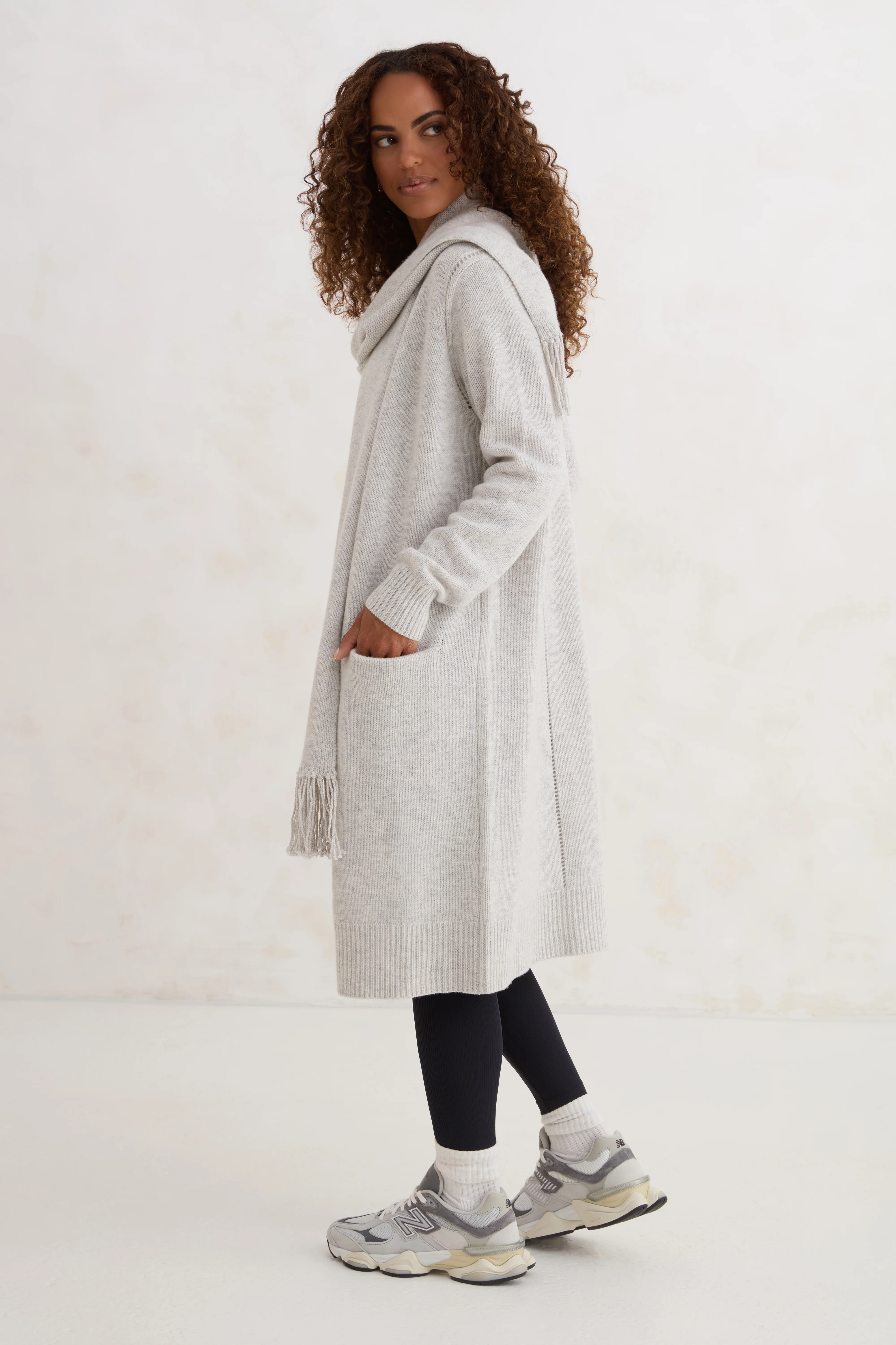 The Scarf Cardigan - Heather Gray - Image 6
