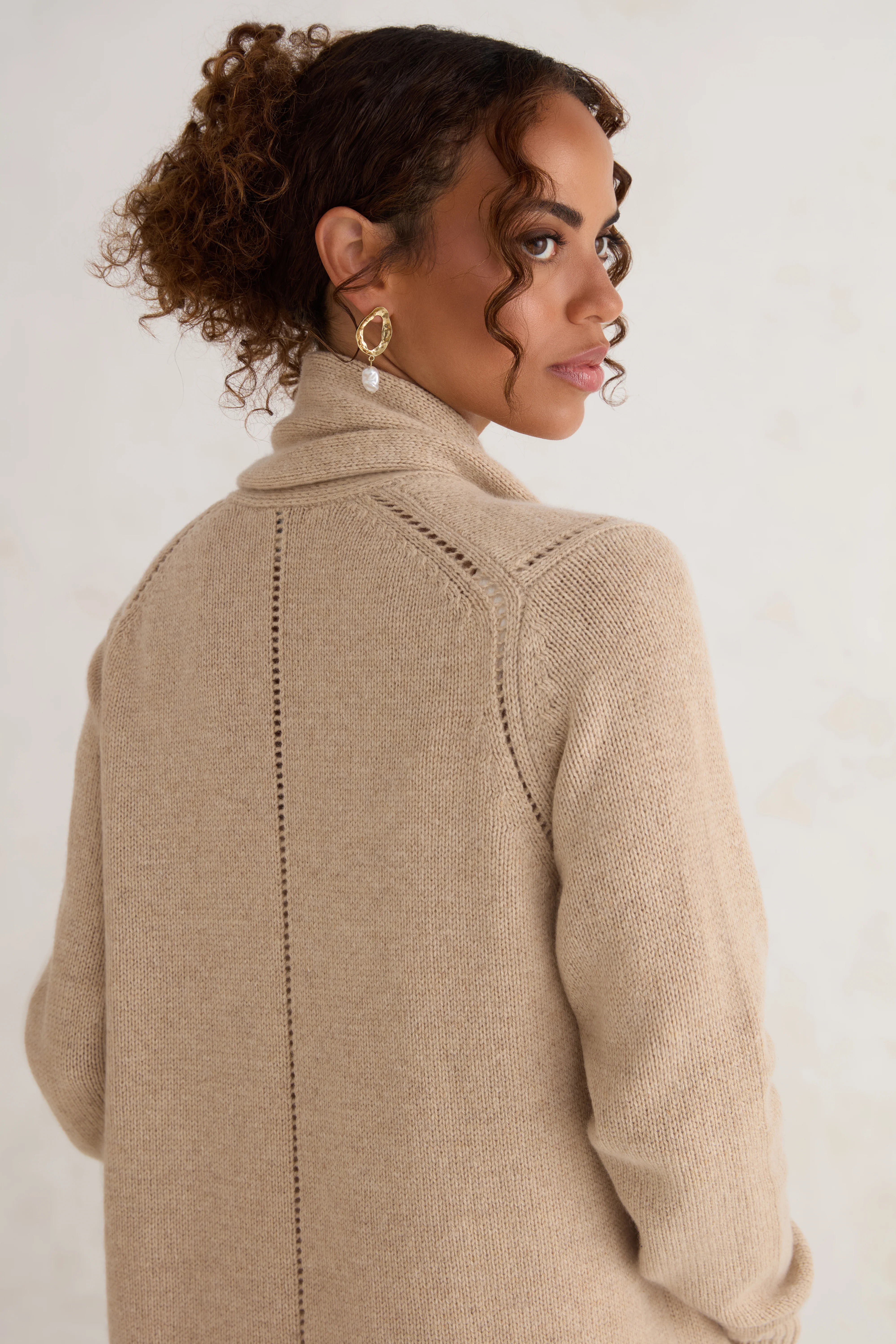 The Scarf Cardigan - Taupe - Image 5