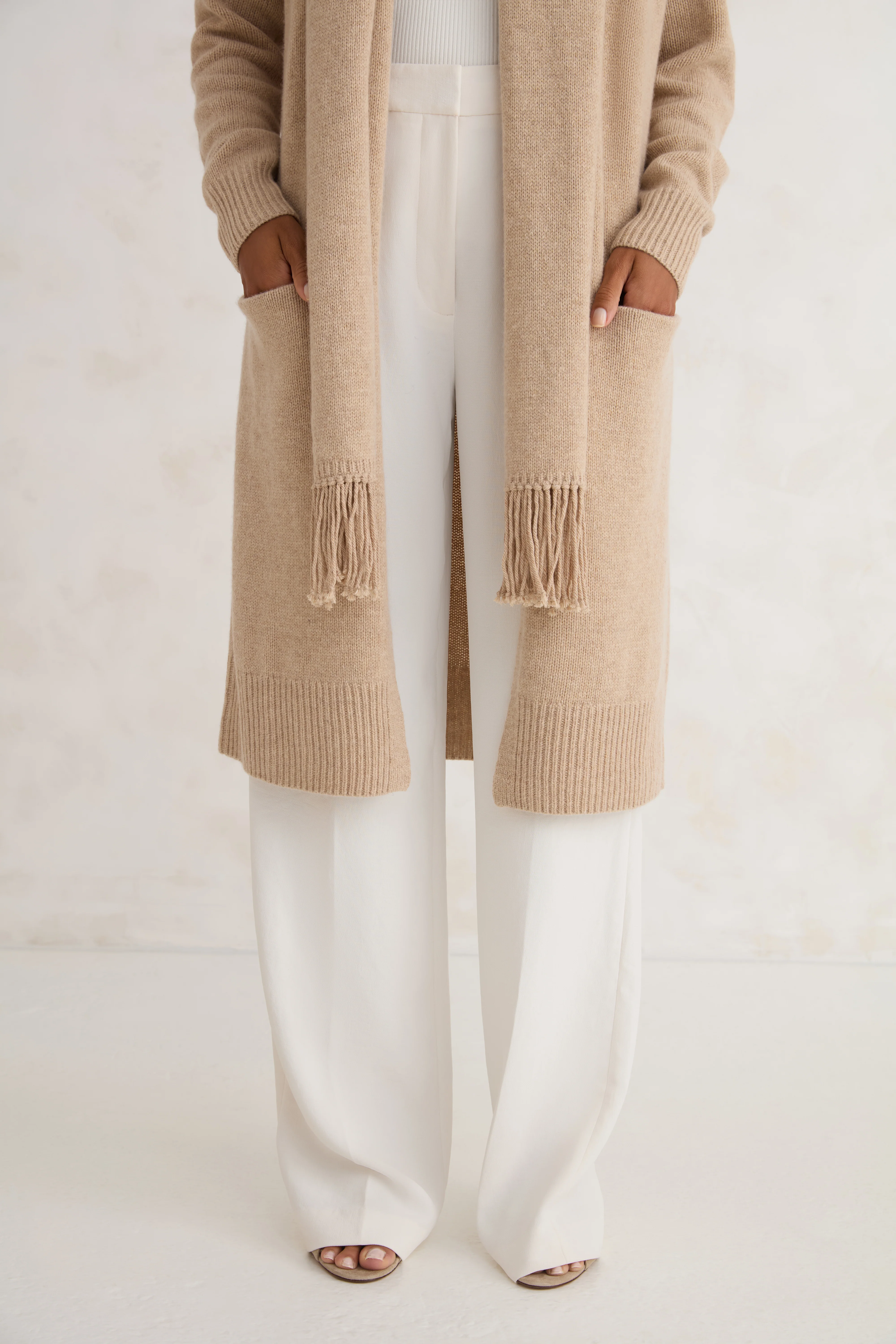 The Scarf Cardigan - Taupe - Image 6