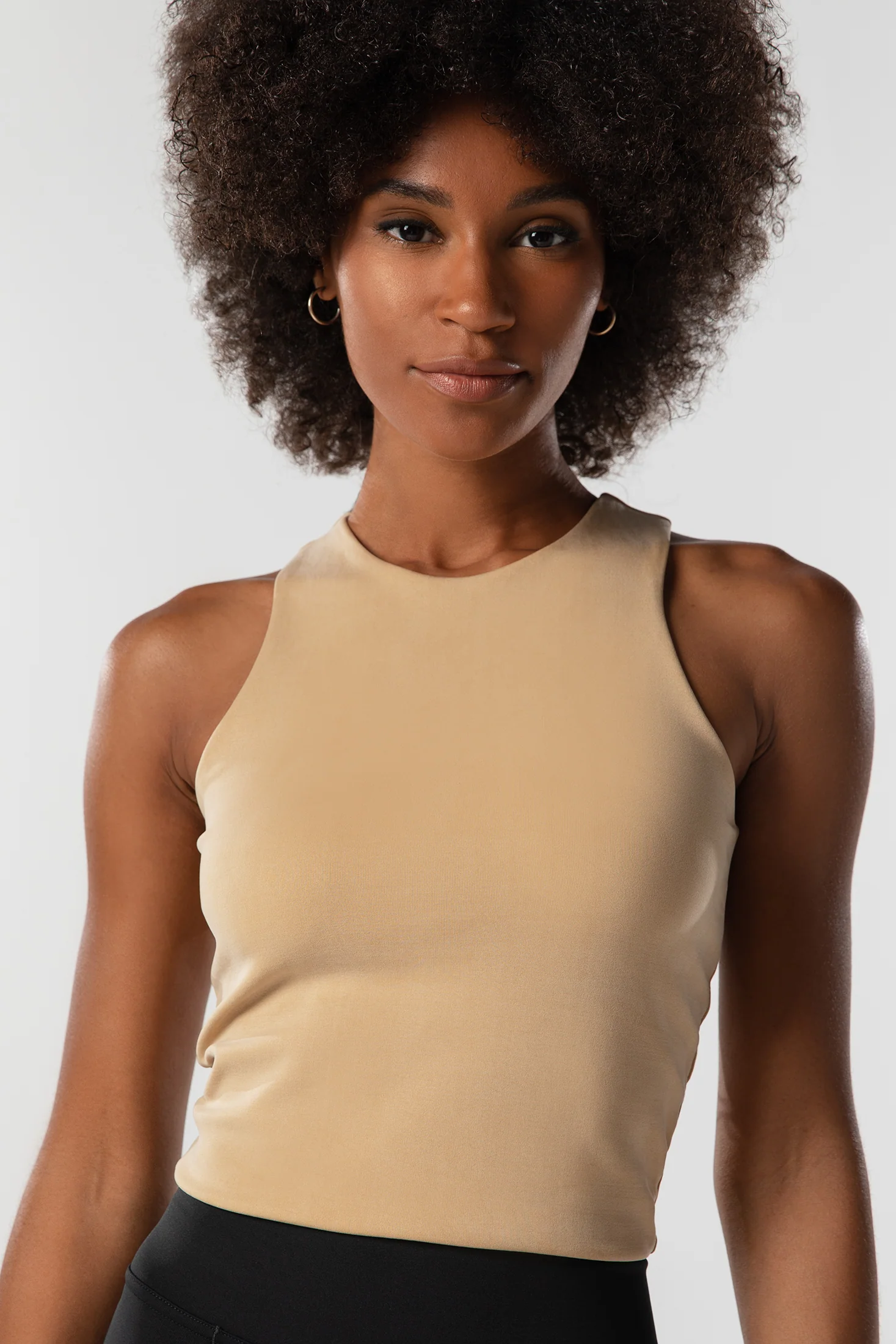The Sculpt Racerback: Crop - Magic Double Knit - Camel - Image 2