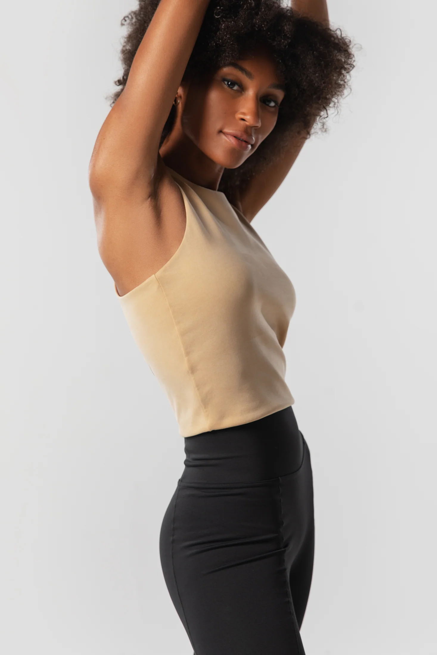 The Sculpt Racerback: Crop - Magic Double Knit - Camel - Image 3