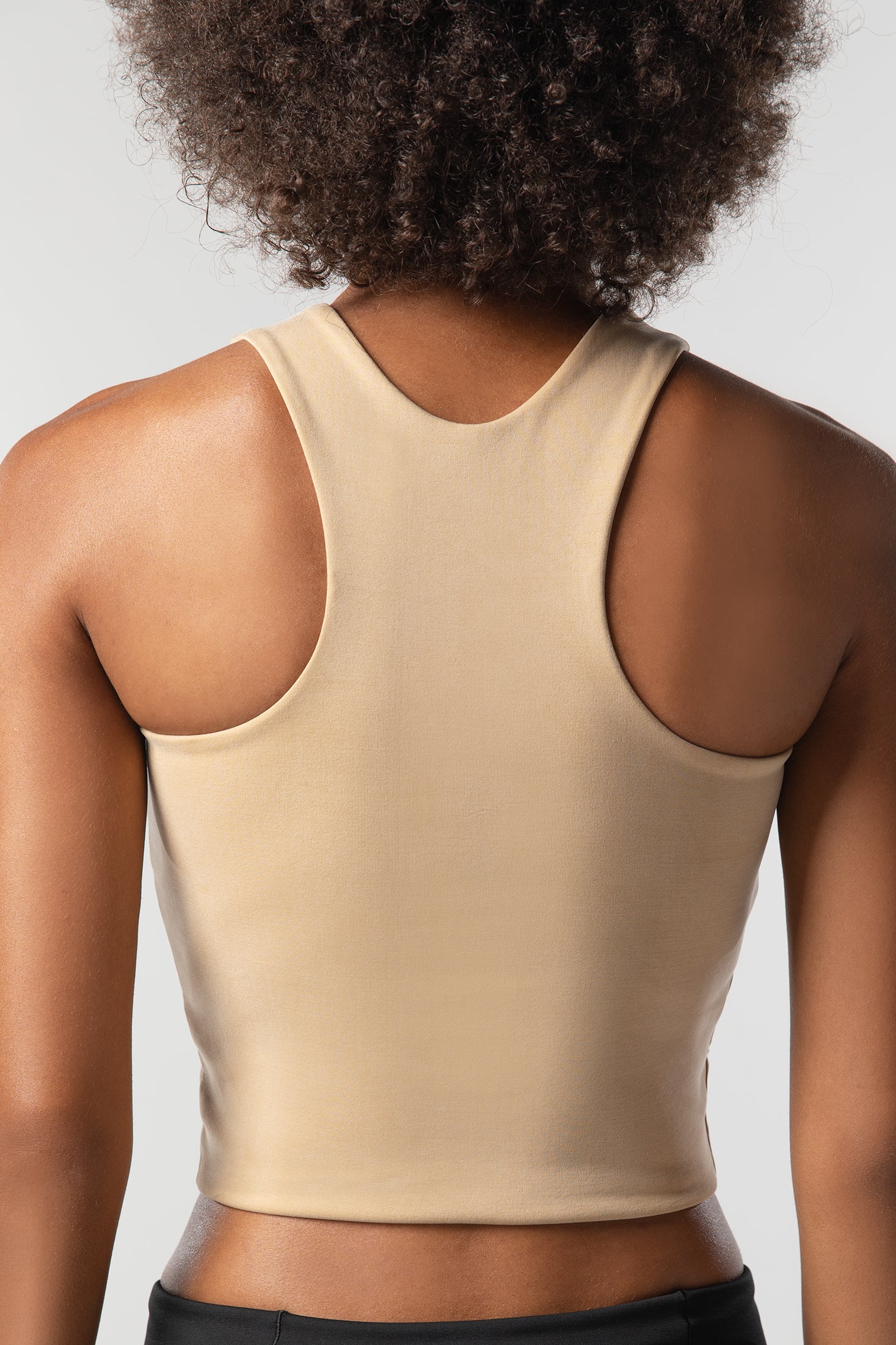 The Sculpt Racerback: Crop - Magic Double Knit - Camel - Image 4