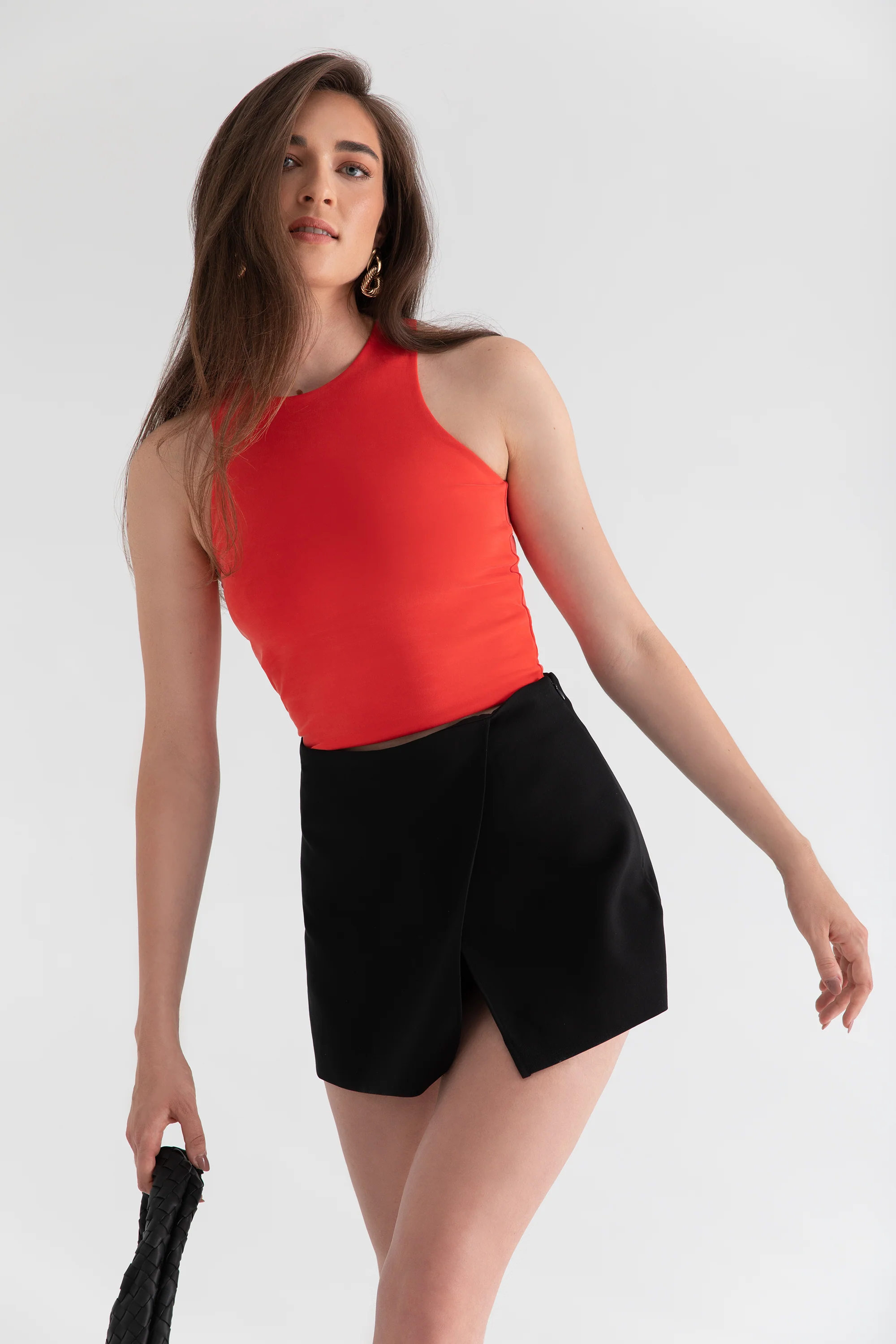 The Sculpt Racerback: Crop - Magic Double Knit - Cherry - Image 3