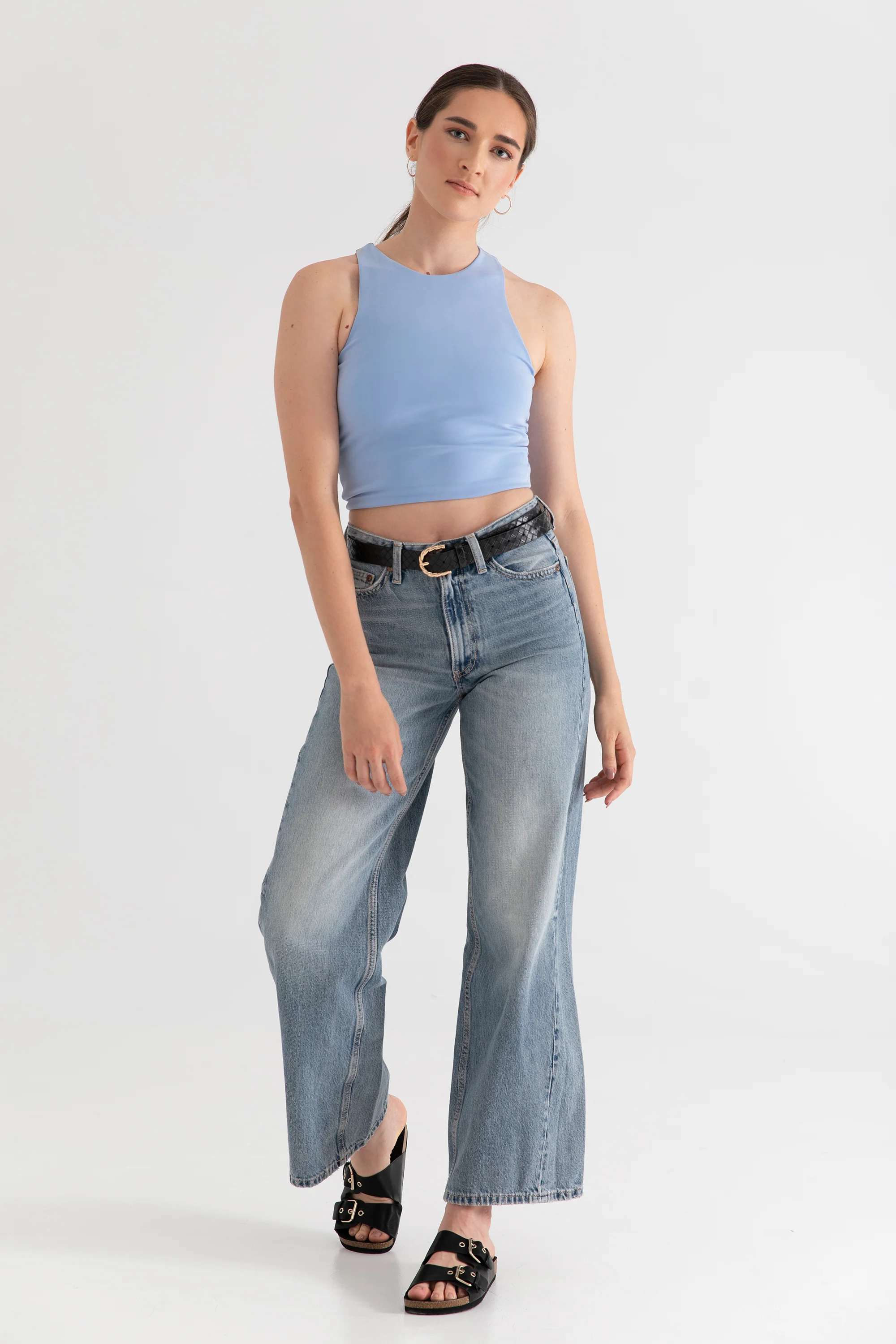The Sculpt Racerback: Crop - Magic Double Knit - Sky - Image 5