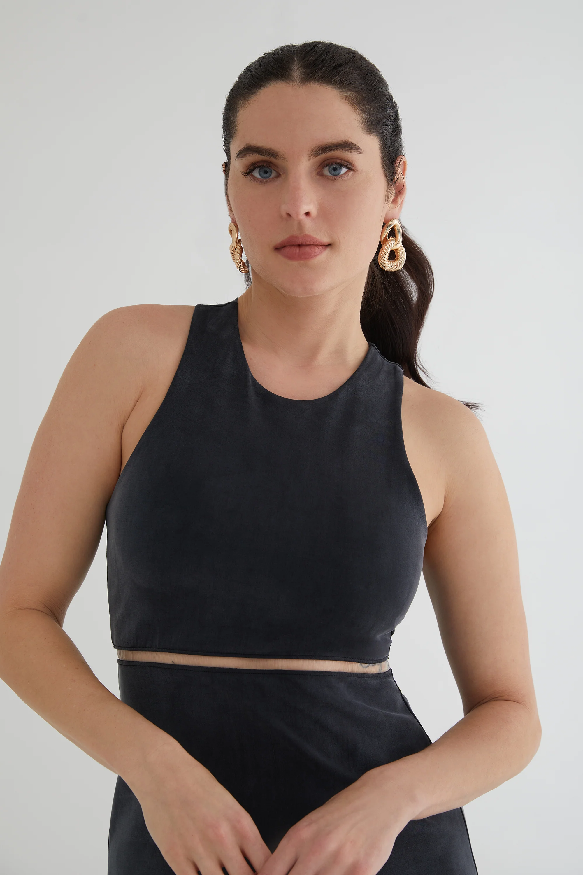 The Sculpt Racerback: Midi Dress - Magic Double Knit - Ink - Image 4