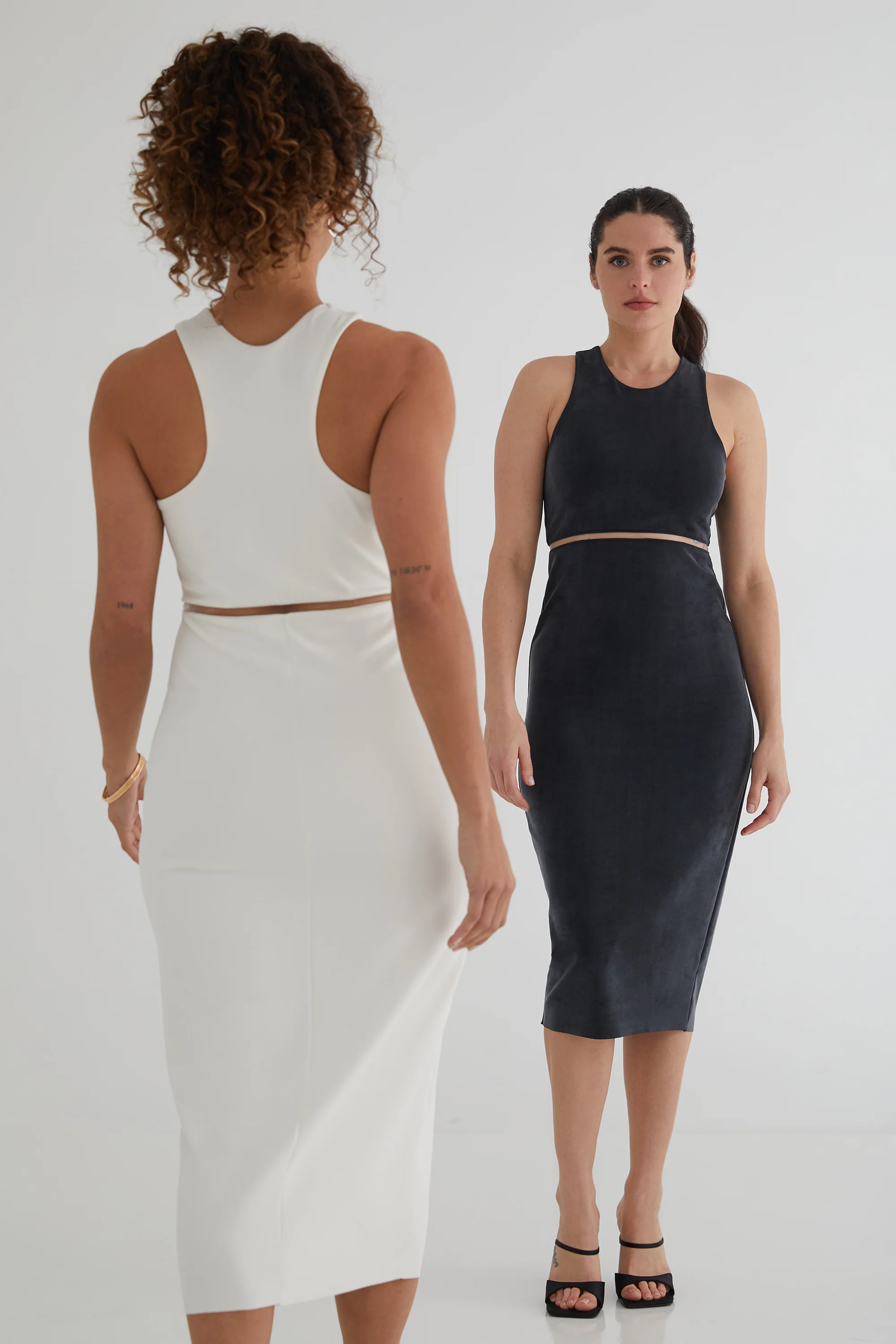 The Sculpt Racerback: Midi Dress - Magic Double Knit - Ink - Image 5