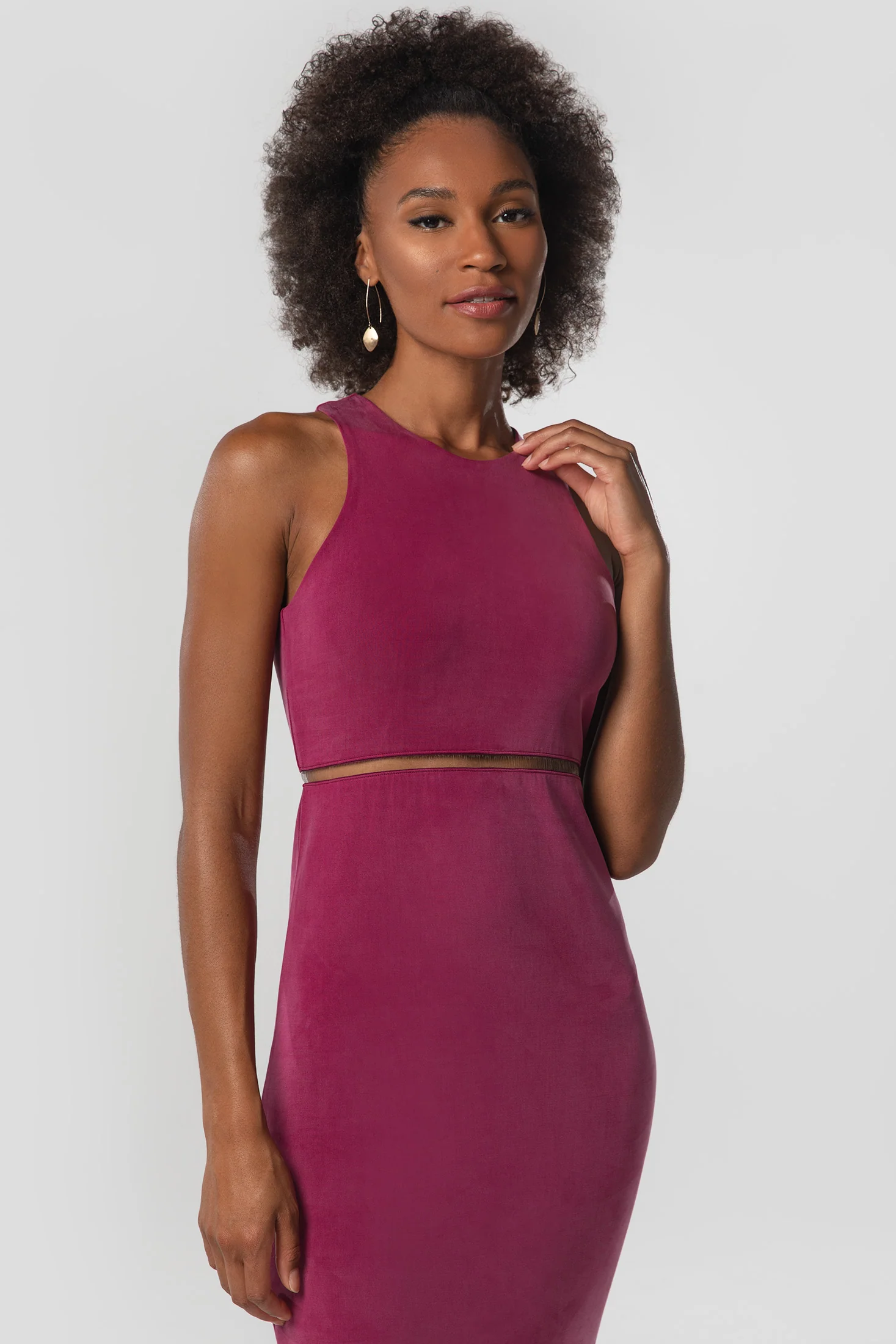 The Sculpt Racerback: Midi Dress - Magic Double Knit - Merlot - Image 4