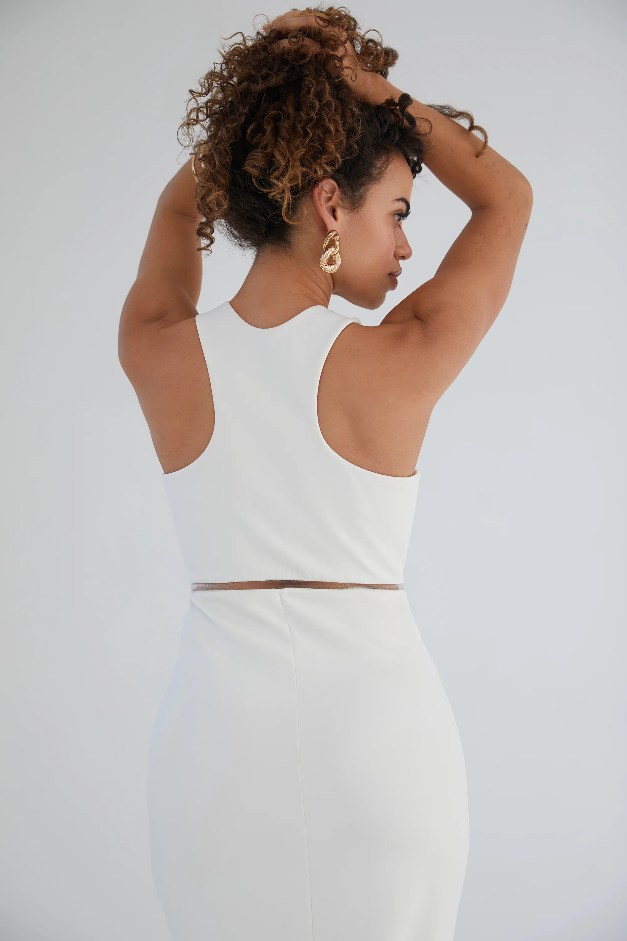The Sculpt Racerback: Midi Dress - Magic Double Knit - Salt - Image 5