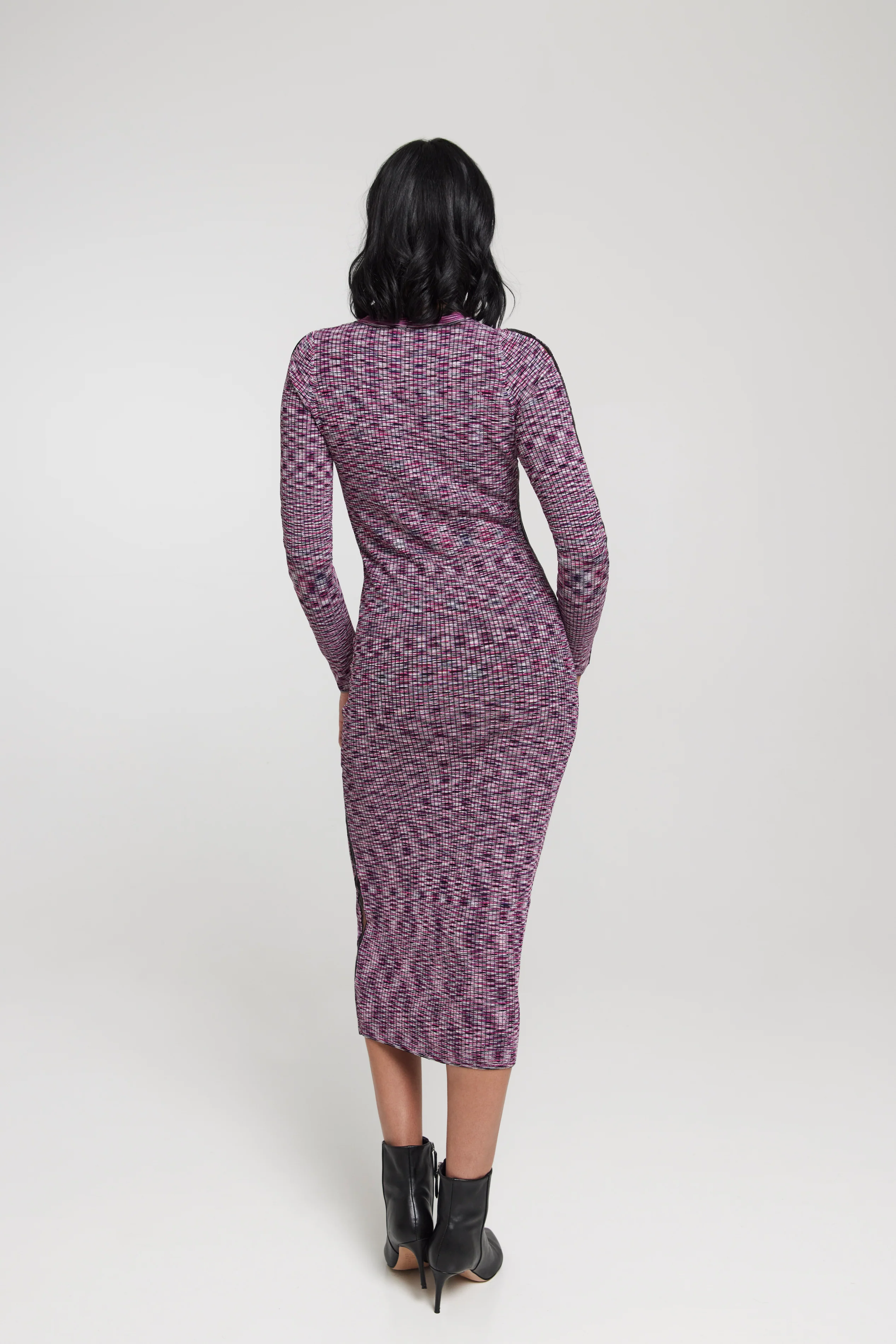 The Space Dye Ribbed Sweater Midi Dress - Wild Berry - Image 5