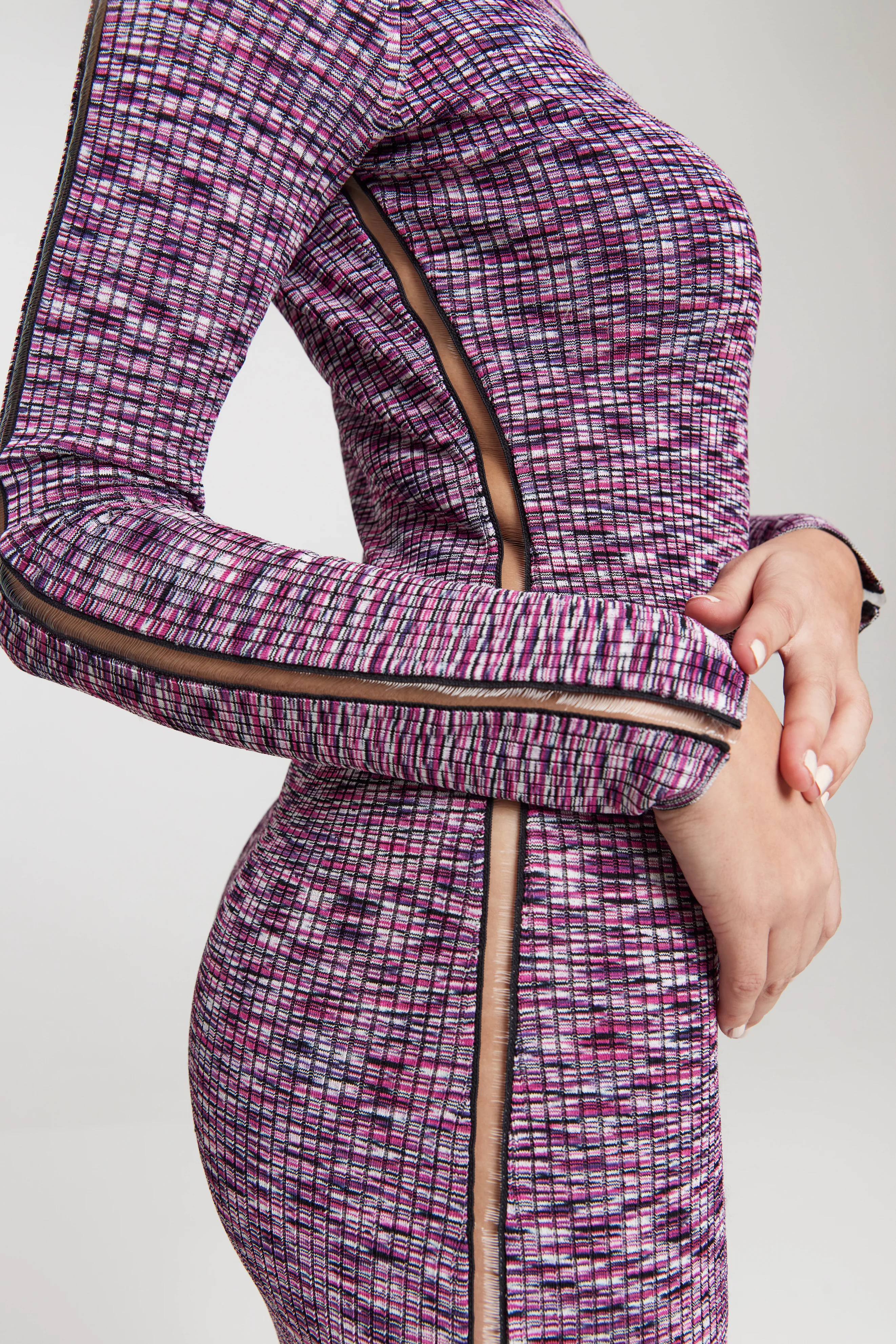 The Space Dye Ribbed Sweater Midi Dress - Wild Berry - Image 6