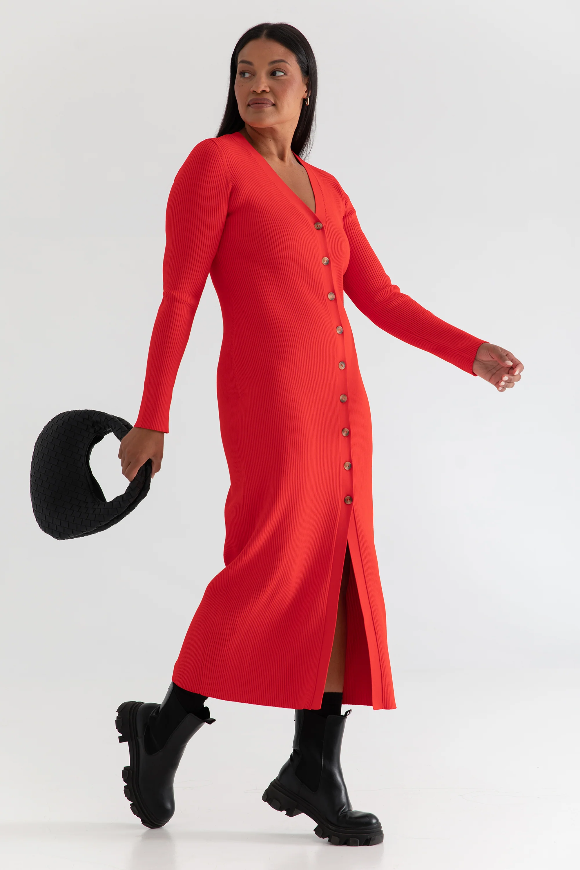The Sweater Duster: Midi Dress - Cherry - Image 3