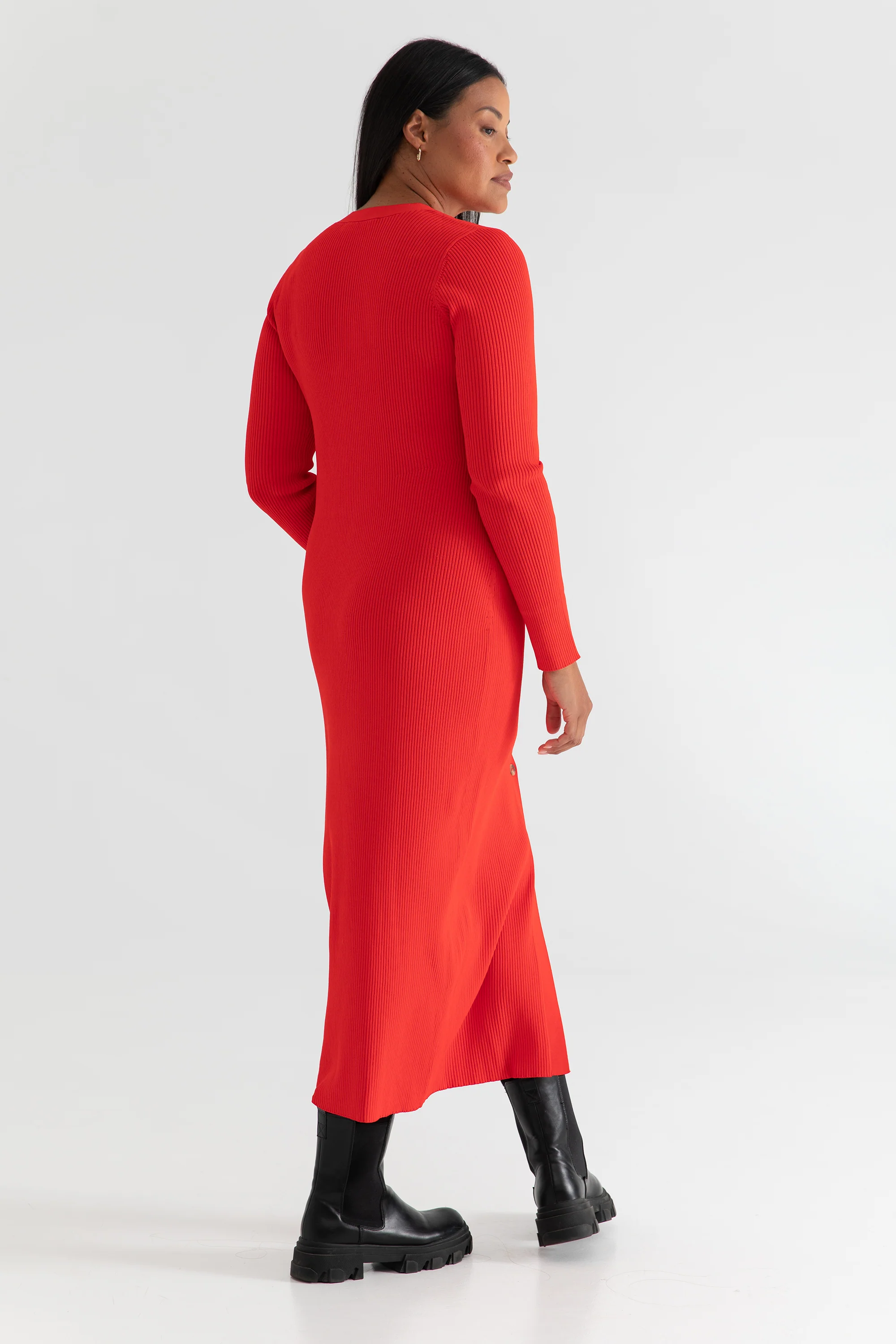 The Sweater Duster: Midi Dress - Cherry - Image 5