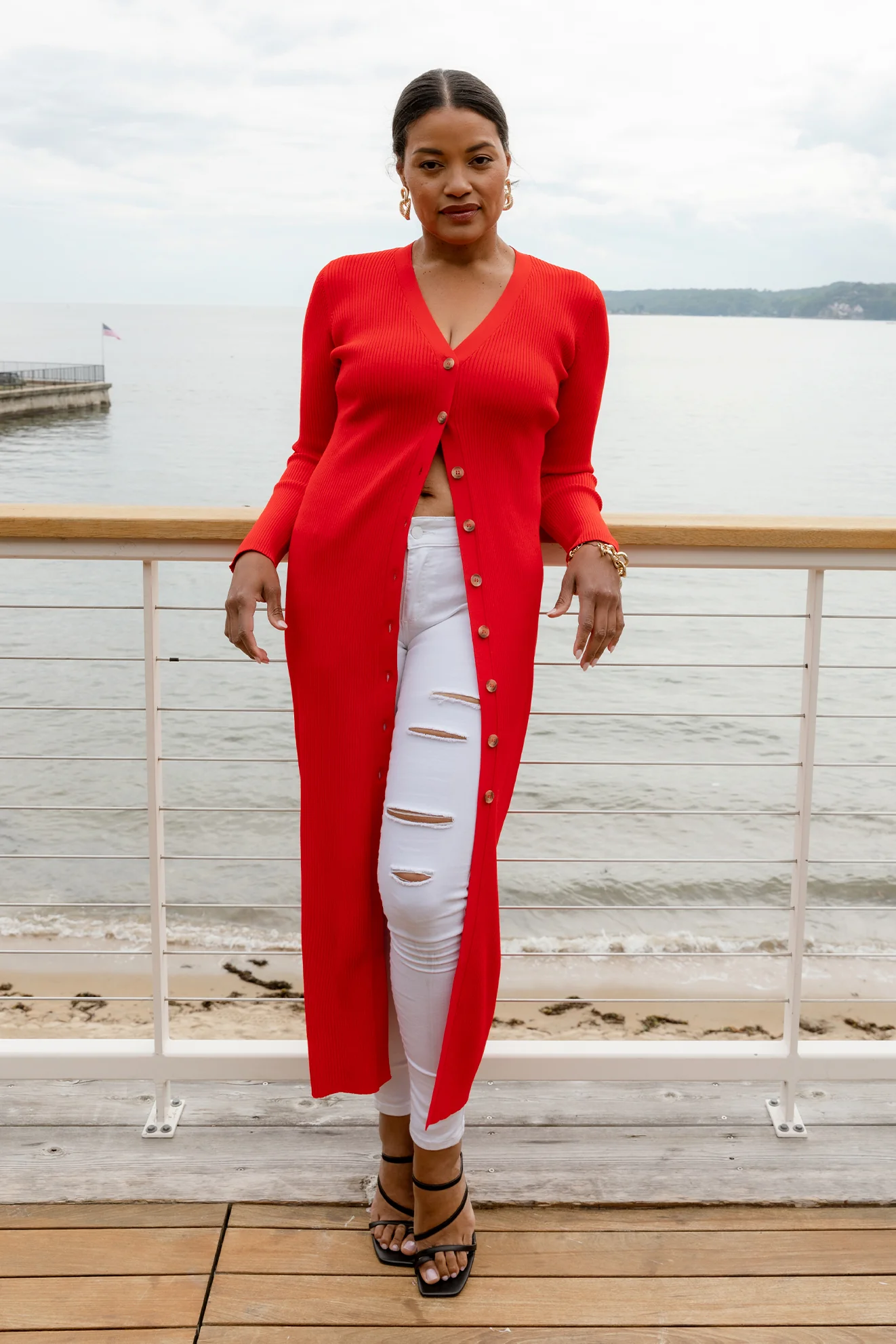 The Sweater Duster: Midi Dress - Cherry - Image 8