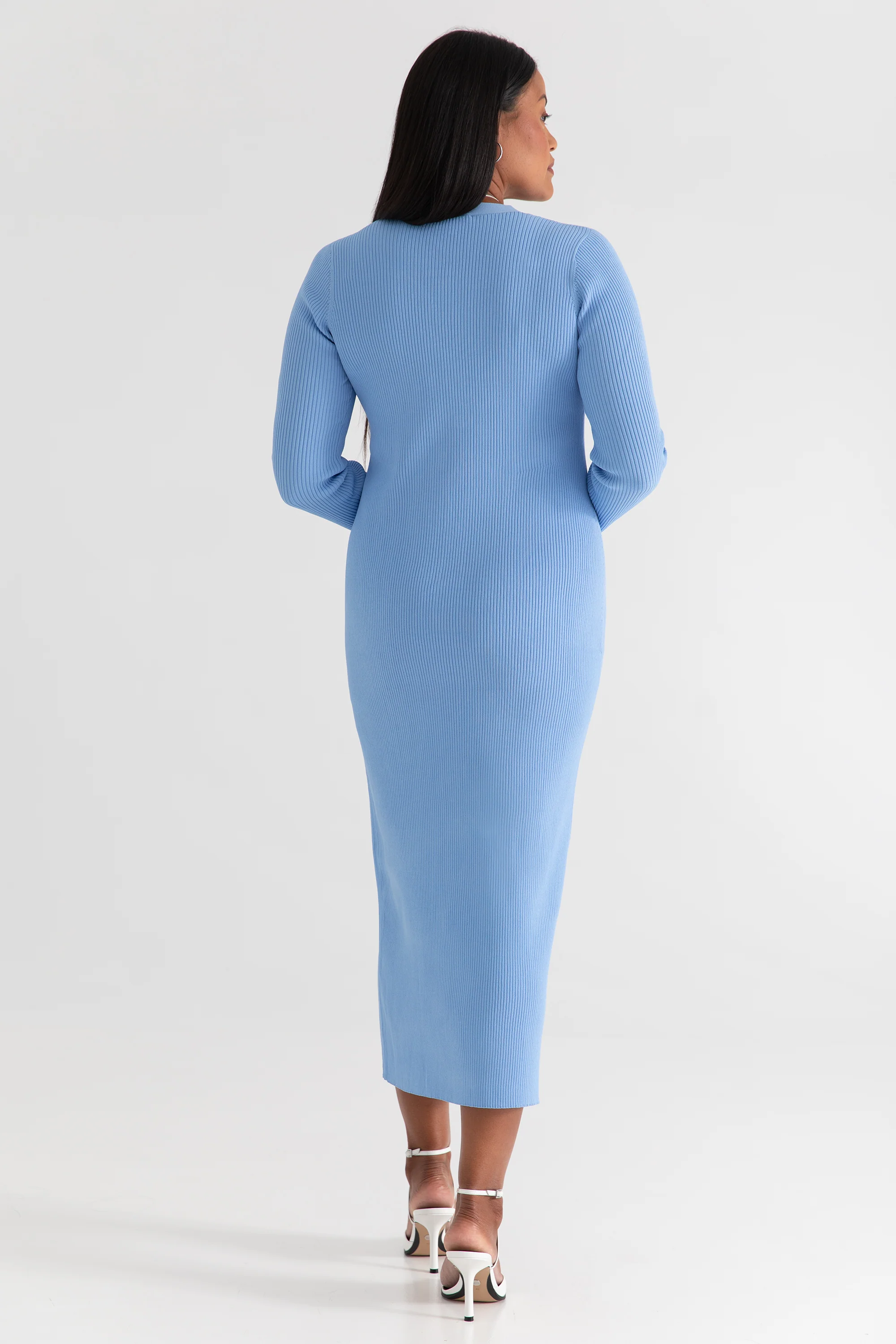 The Sweater Duster: Midi Dress - Sky - Image 5