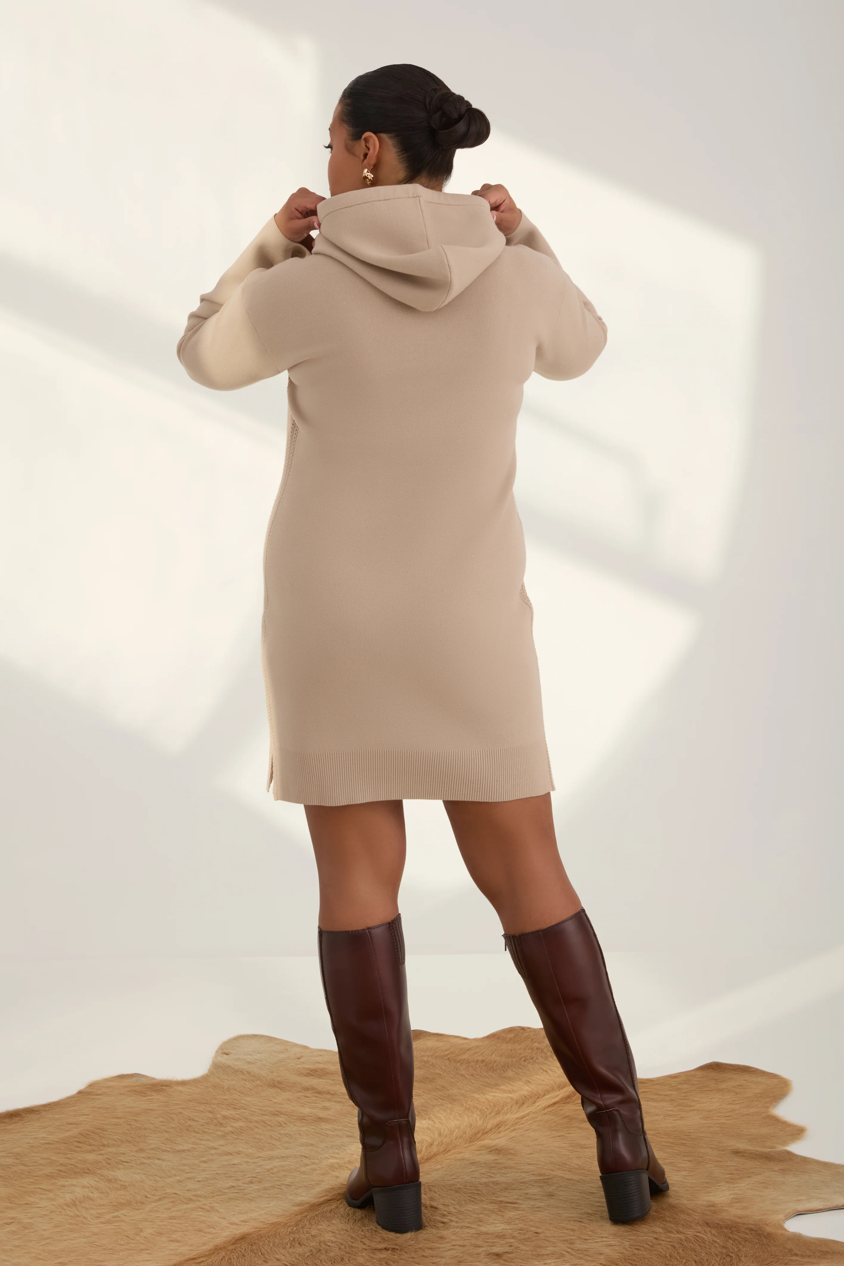 The Sweater Hoodie Dress - Sand - Image 4