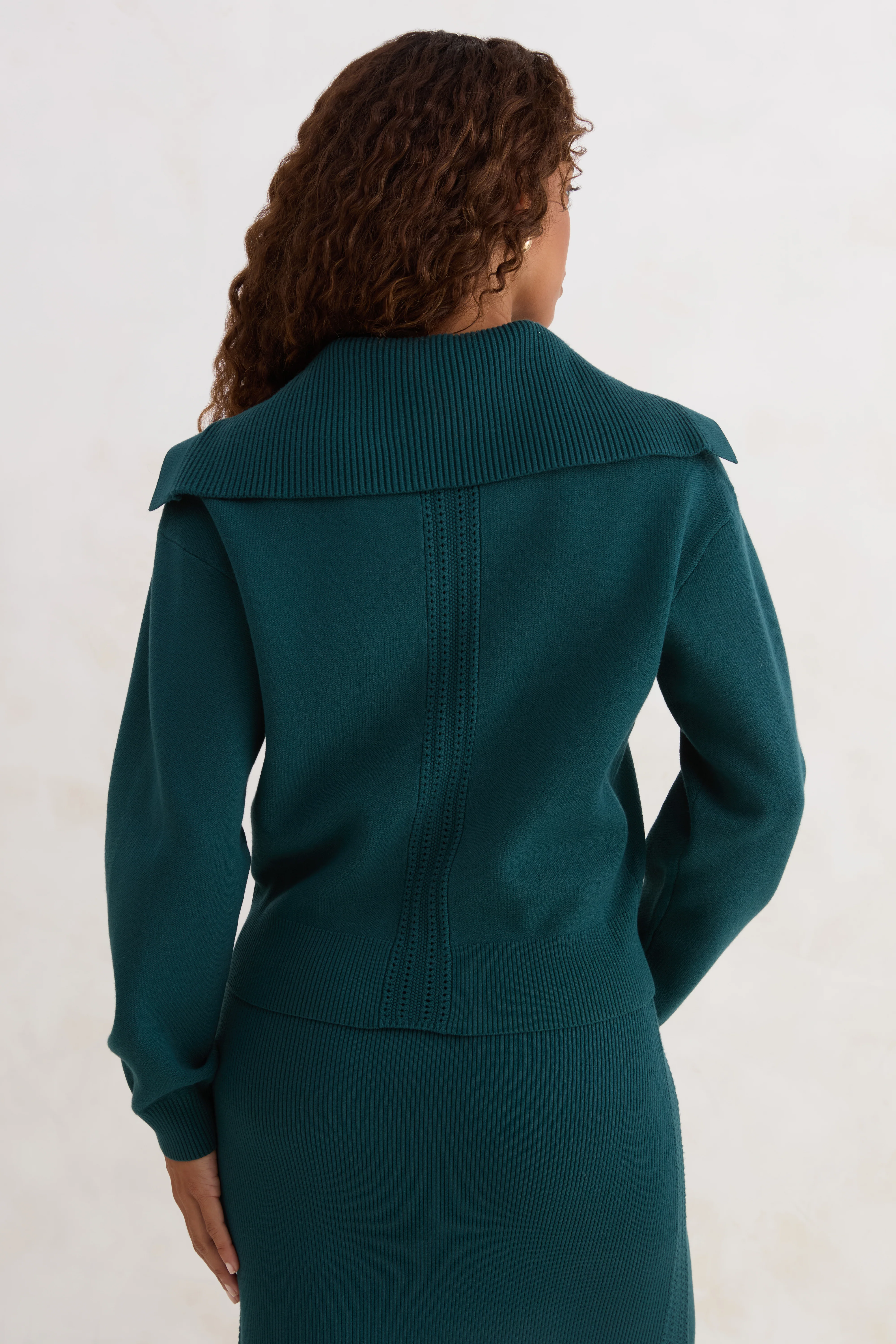 The Wide Collar Sweater - Dark Moss - Image 3